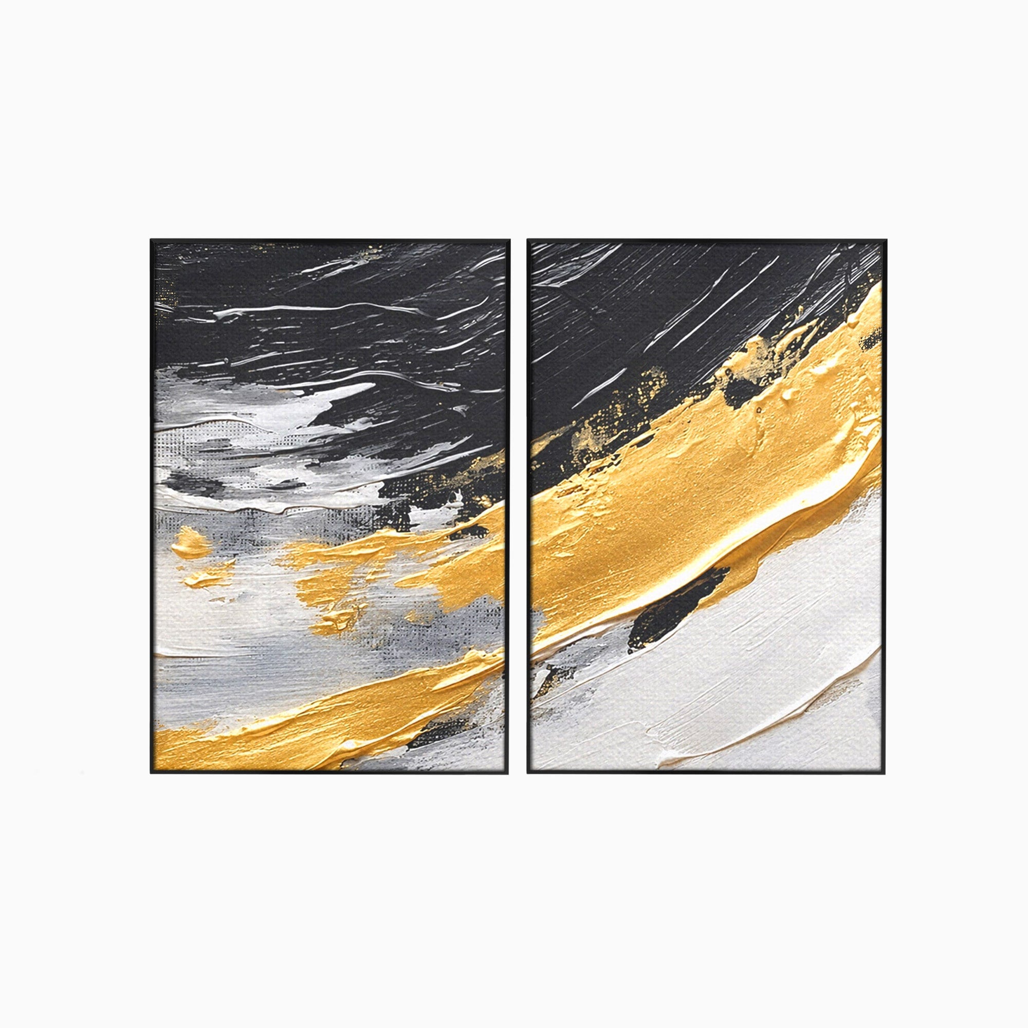 Set 2 Tablouri Canvas Premium LuxCanva® C2-1346, Valuri Abstractioniste, Abstractie, Textura, Modern, Eleganta, Living, Birou, Culori Vibrante