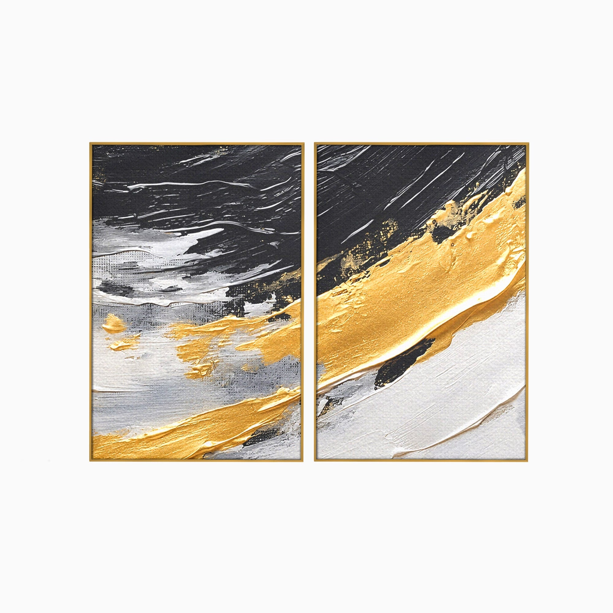 Set 2 Tablouri Canvas Premium LuxCanva® C2-1346, Valuri Abstractioniste, Abstractie, Textura, Modern, Eleganta, Living, Birou, Culori Vibrante