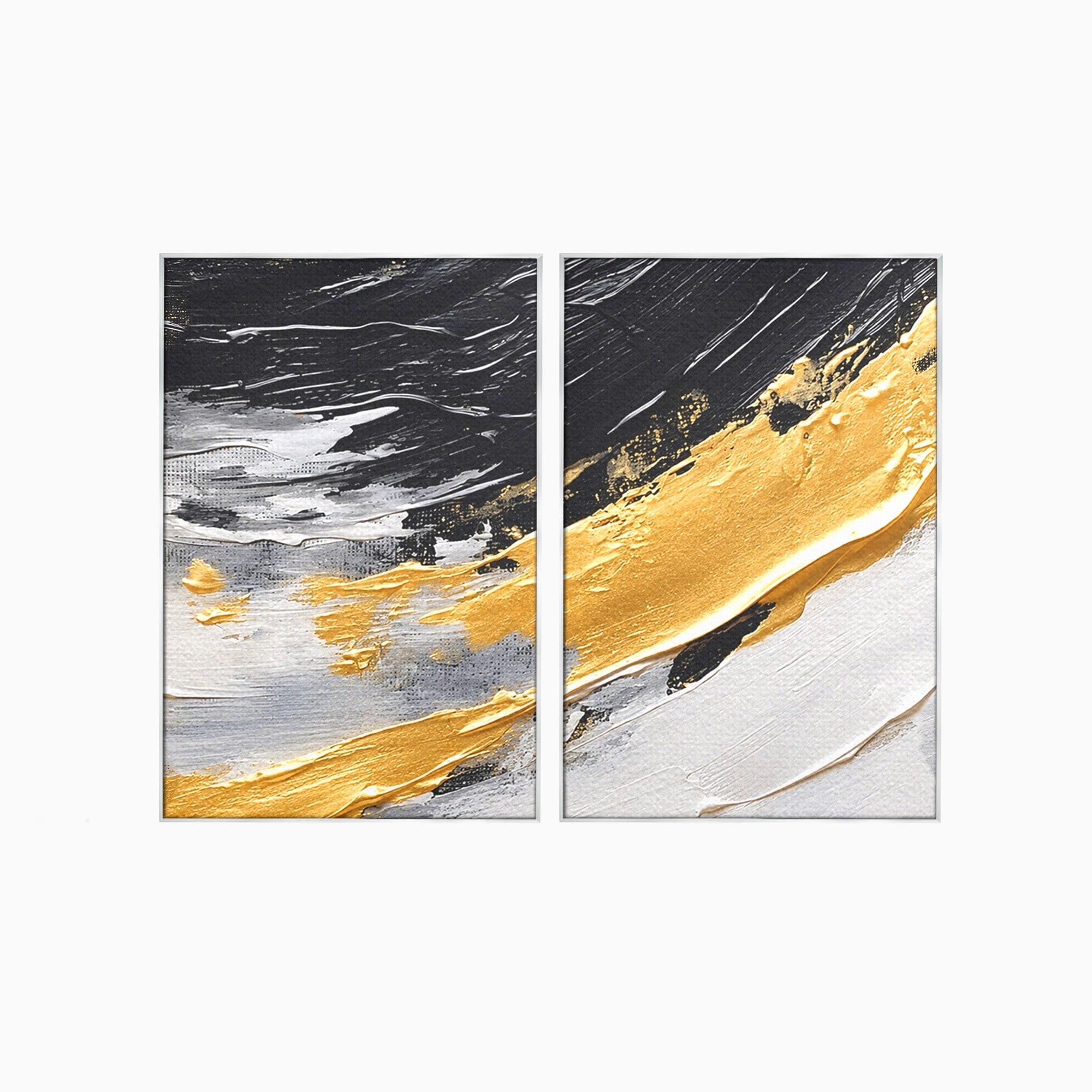 Set 2 Tablouri Canvas Premium LuxCanva® C2-1346, Valuri Abstractioniste, Abstractie, Textura, Modern, Eleganta, Living, Birou, Culori Vibrante