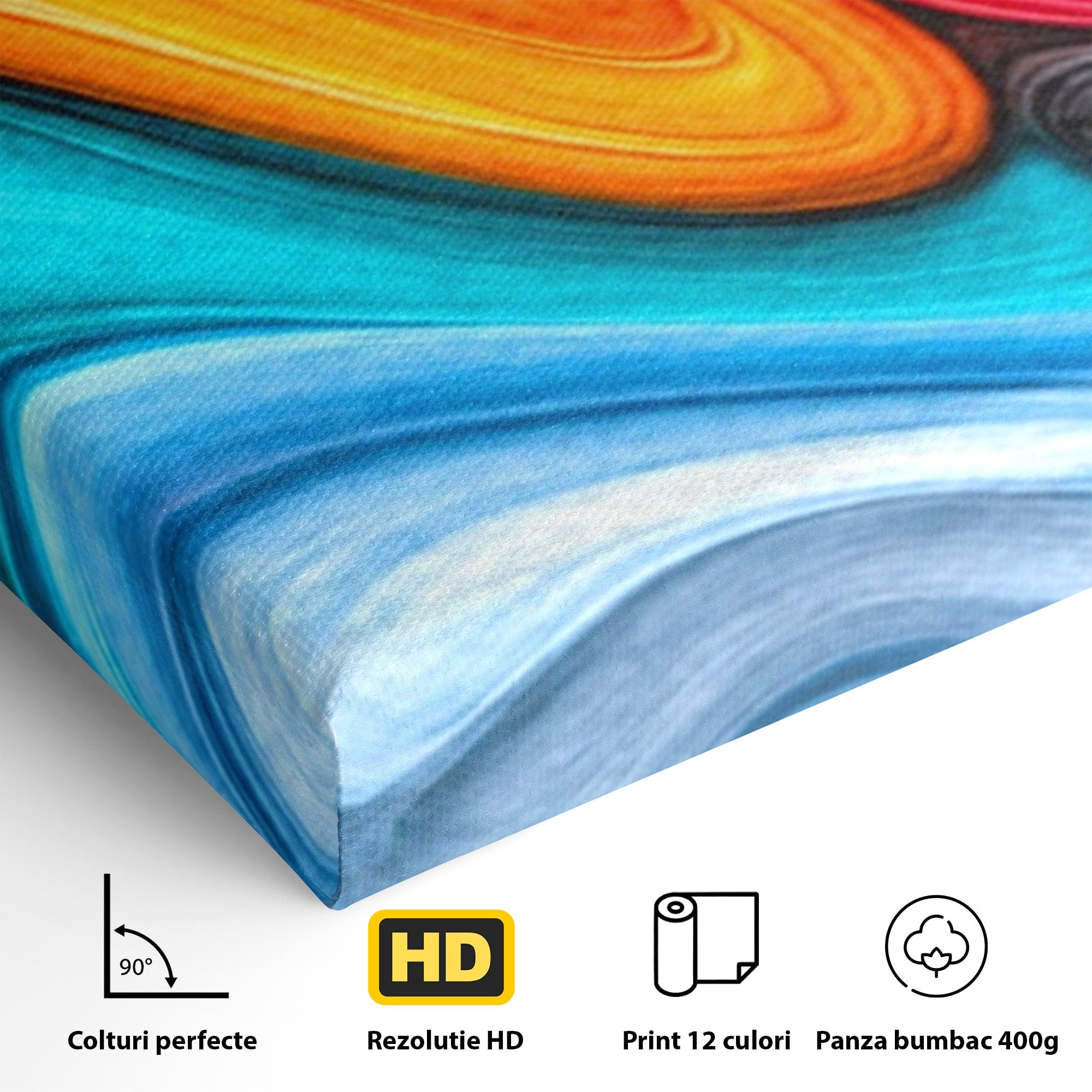 Set 2 Tablouri Canvas Premium LuxCanva® C2-1348, Vortexul Culorilor, Abstract, Culori, Vibrante, Arta, Living, Culori Vibrante