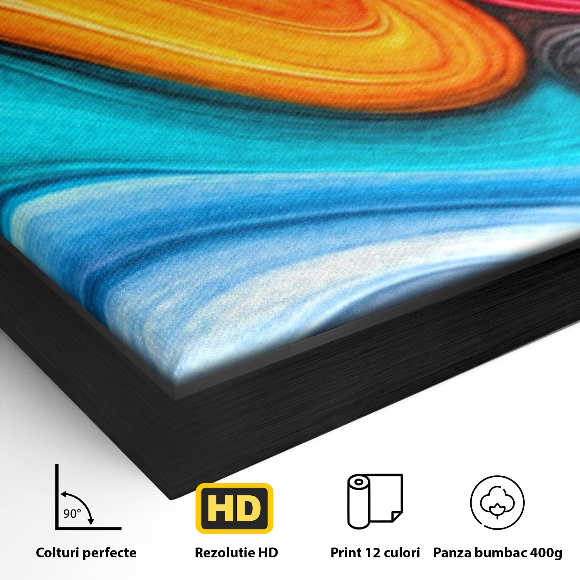 Set 2 Tablouri Canvas Premium LuxCanva® C2-1348, Vortexul Culorilor, Abstract, Culori, Vibrante, Arta, Living, Culori Vibrante
