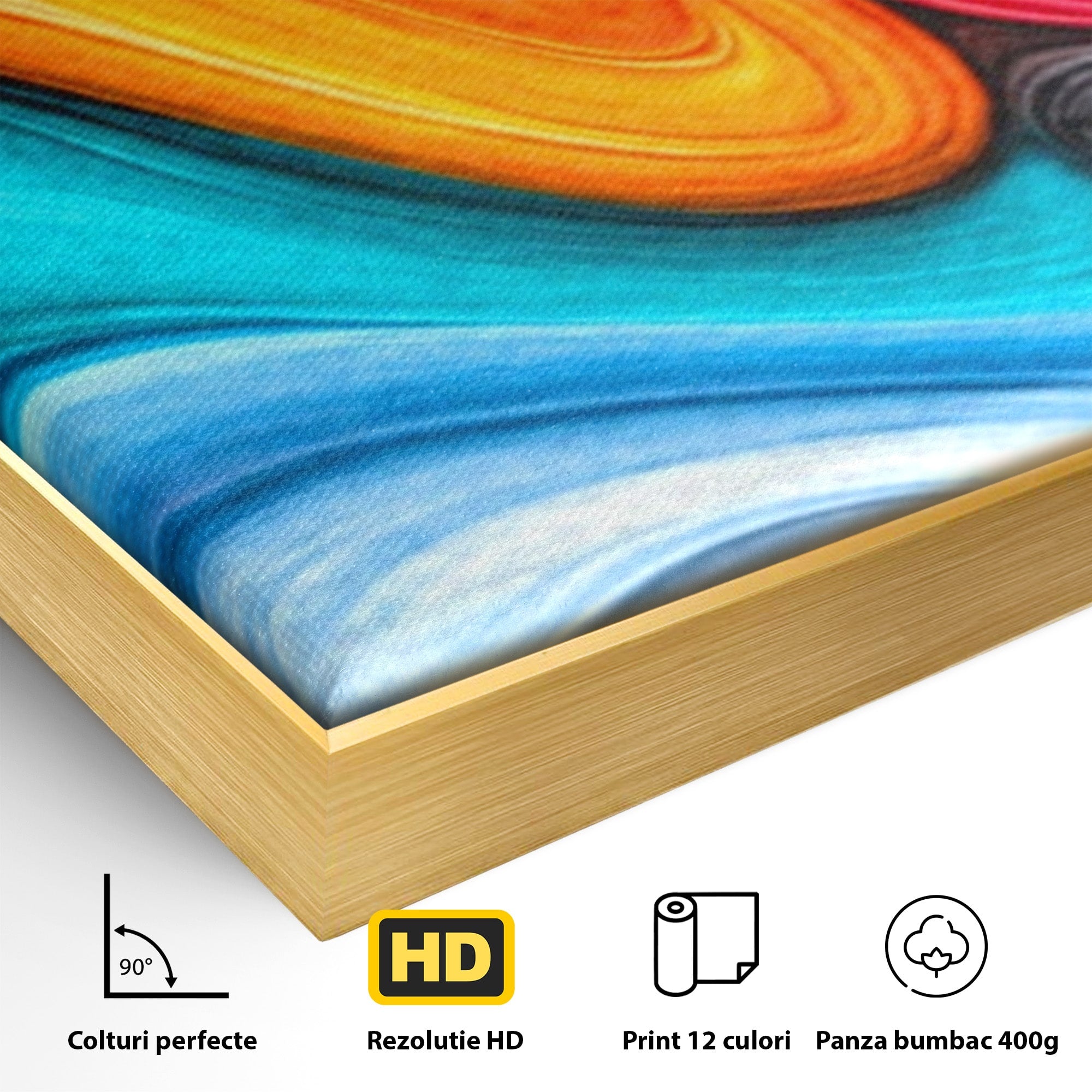 Set 2 Tablouri Canvas Premium LuxCanva® C2-1348, Vortexul Culorilor, Abstract, Culori, Vibrante, Arta, Living, Culori Vibrante