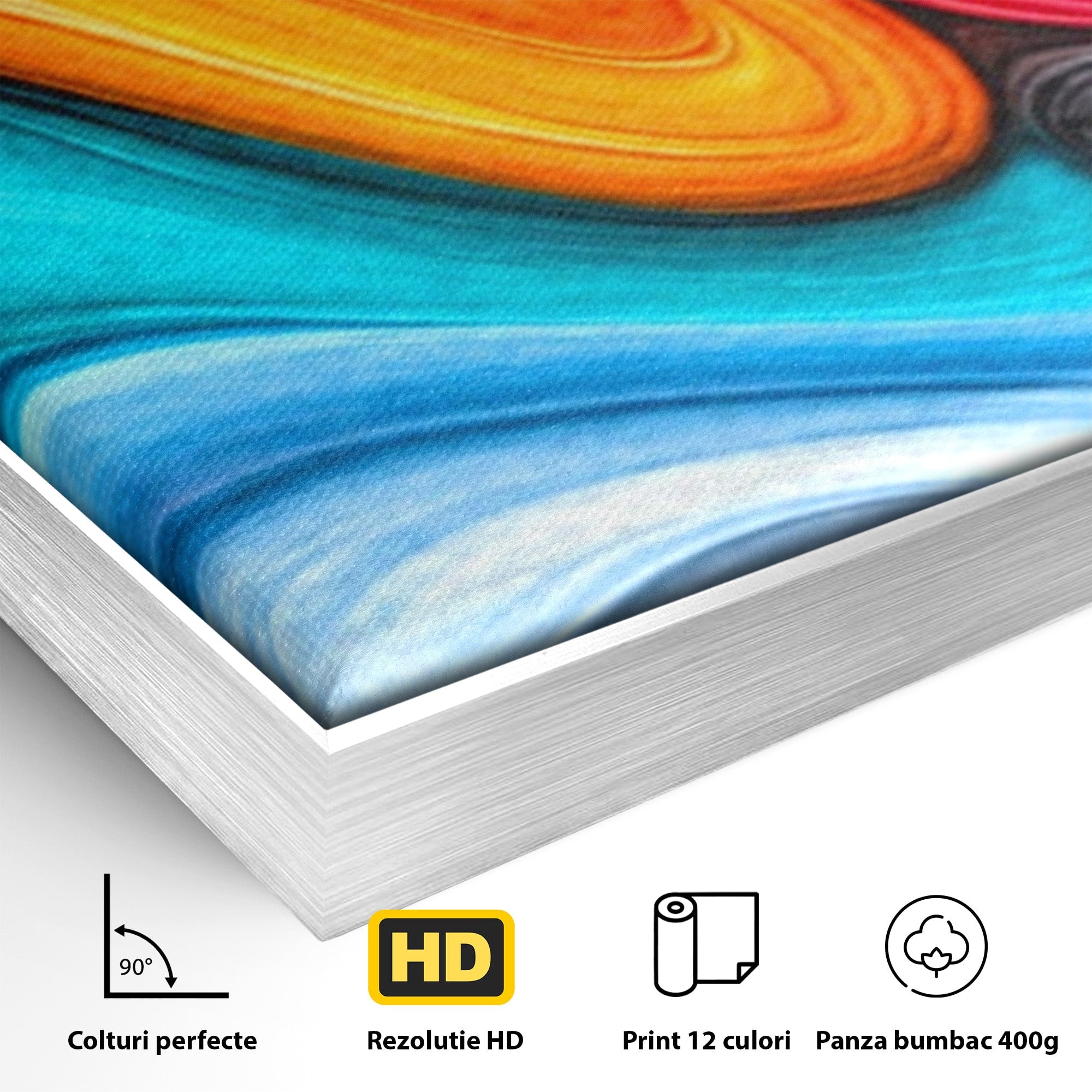 Set 2 Tablouri Canvas Premium LuxCanva® C2-1348, Vortexul Culorilor, Abstract, Culori, Vibrante, Arta, Living, Culori Vibrante