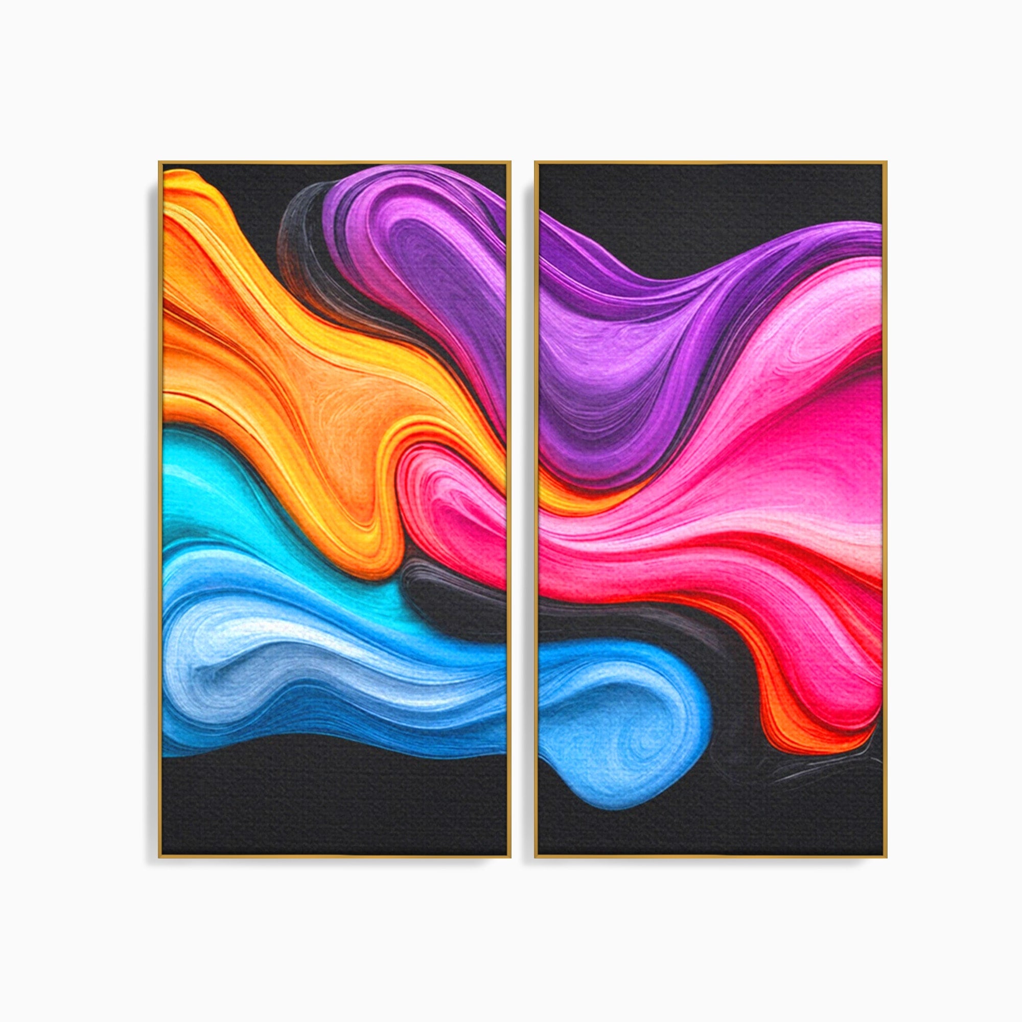 Set 2 Tablouri Canvas Premium LuxCanva® C2-1348, Vortexul Culorilor, Abstract, Culori, Vibrante, Arta, Living, Culori Vibrante