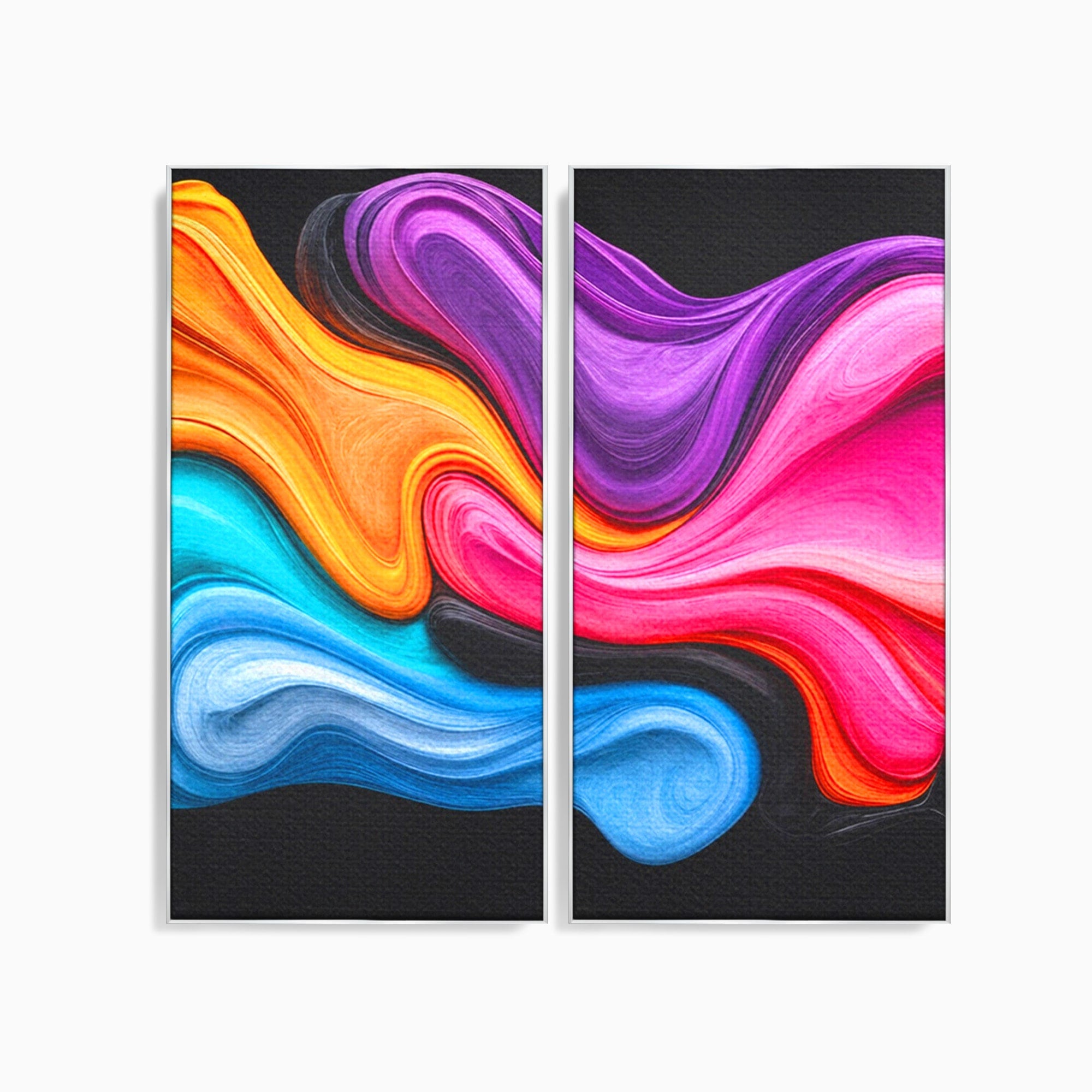 Set 2 Tablouri Canvas Premium LuxCanva® C2-1348, Vortexul Culorilor, Abstract, Culori, Vibrante, Arta, Living, Culori Vibrante