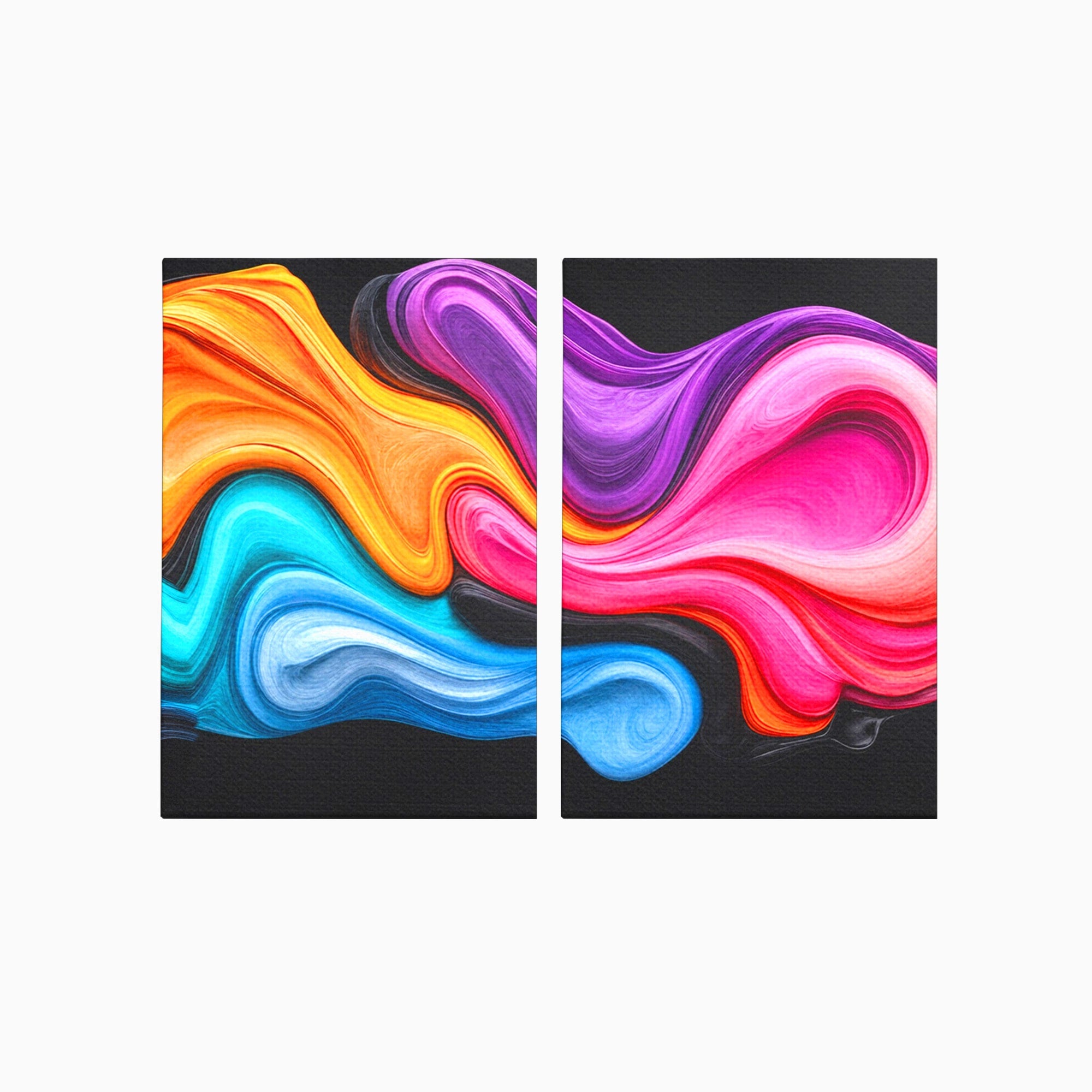 Set 2 Tablouri Canvas Premium LuxCanva® C2-1348, Vortexul Culorilor, Abstract, Culori, Vibrante, Arta, Living, Culori Vibrante