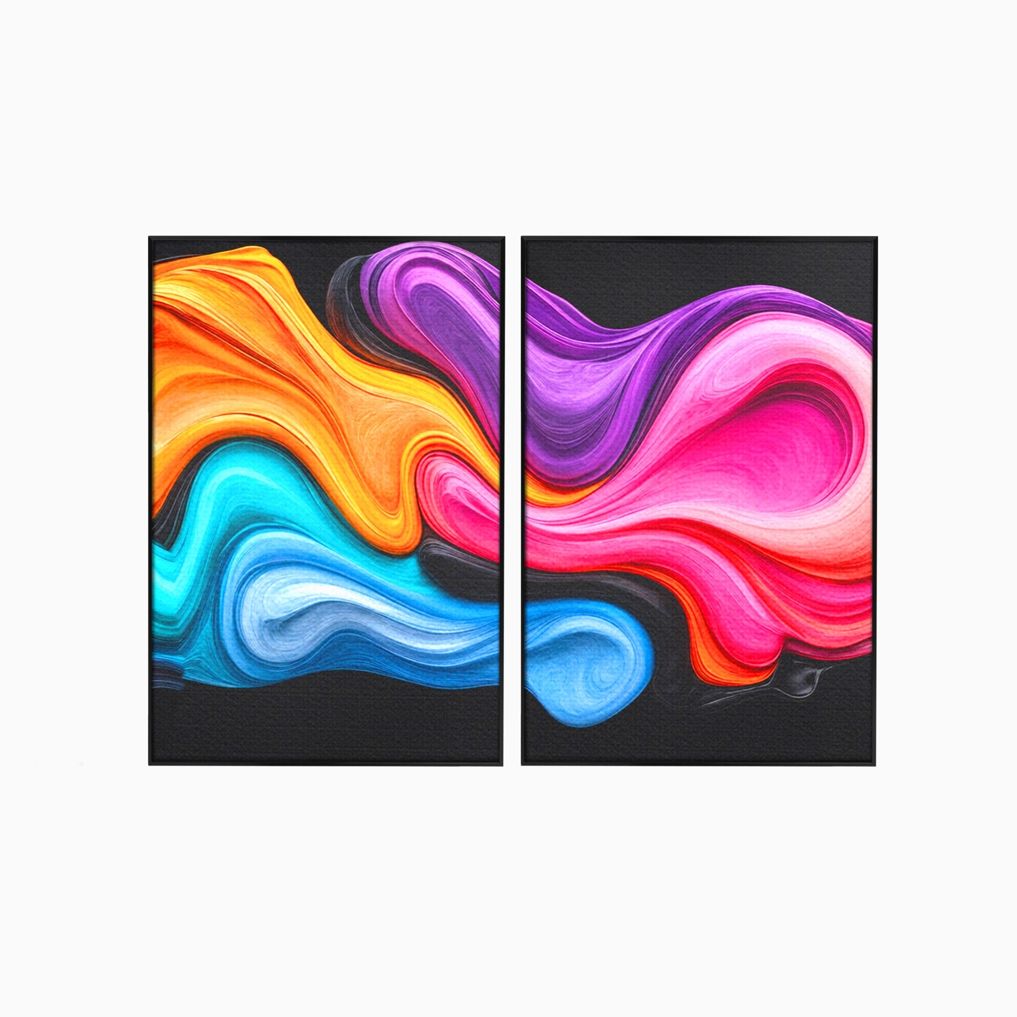 Set 2 Tablouri Canvas Premium LuxCanva® C2-1348, Vortexul Culorilor, Abstract, Culori, Vibrante, Arta, Living, Culori Vibrante