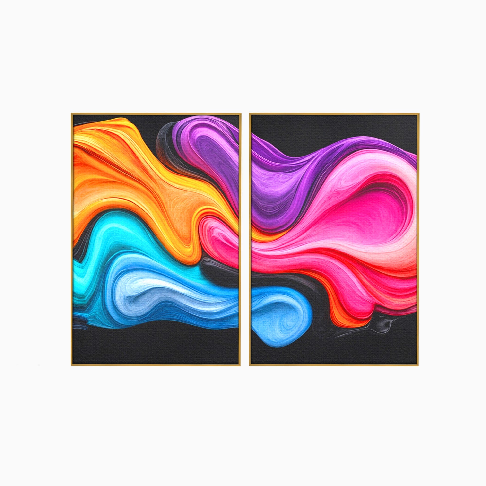 Set 2 Tablouri Canvas Premium LuxCanva® C2-1348, Vortexul Culorilor, Abstract, Culori, Vibrante, Arta, Living, Culori Vibrante