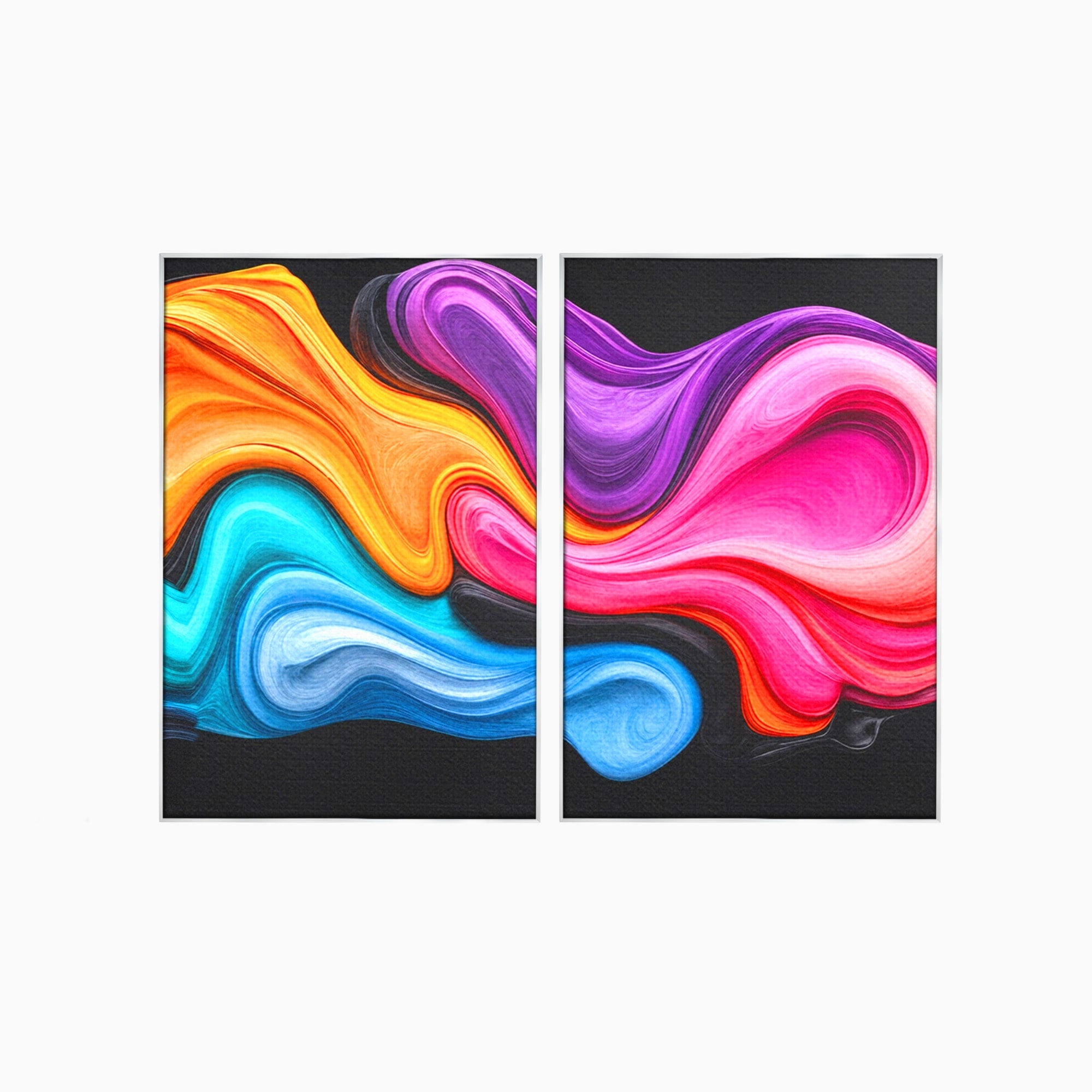Set 2 Tablouri Canvas Premium LuxCanva® C2-1348, Vortexul Culorilor, Abstract, Culori, Vibrante, Arta, Living, Culori Vibrante