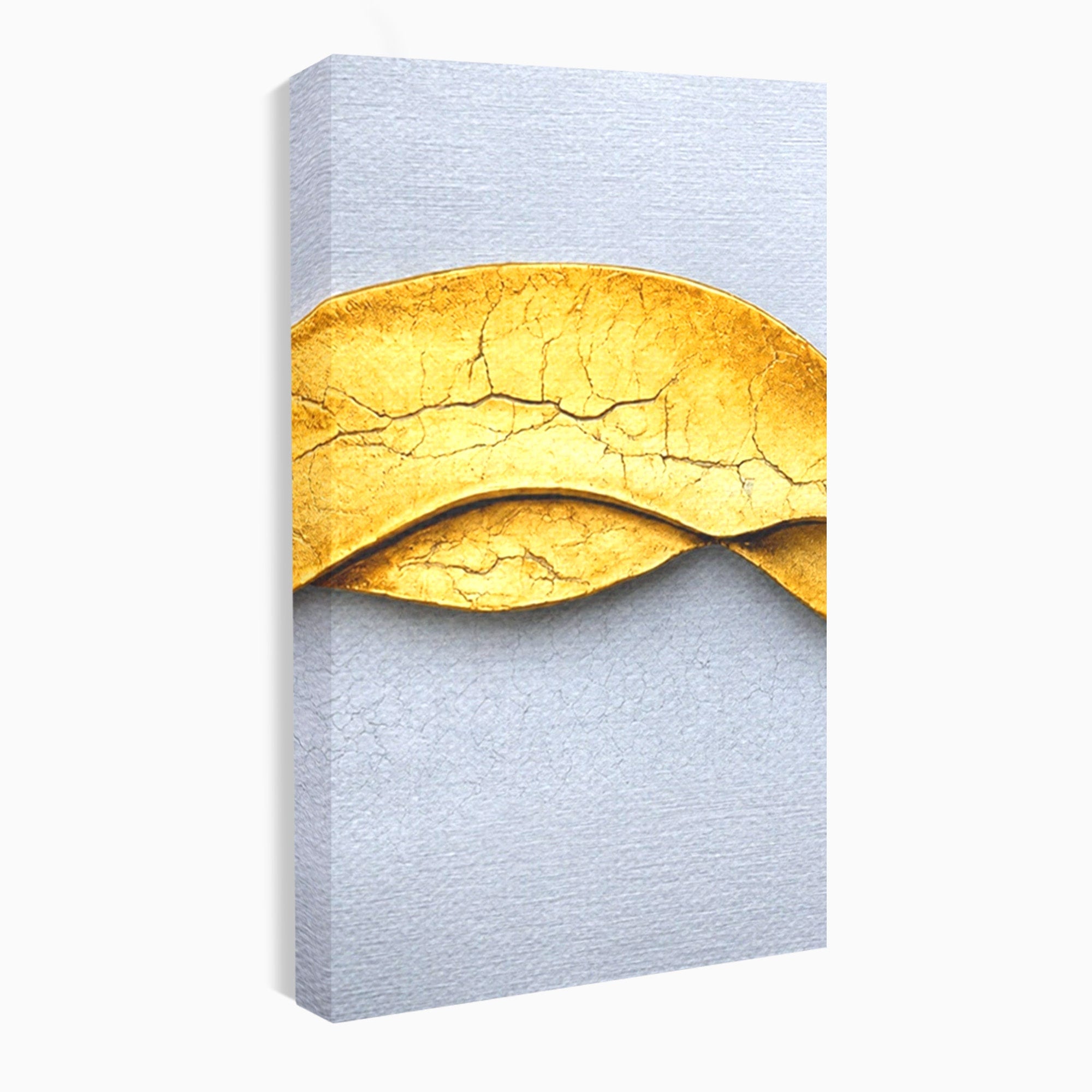 Set 2 Tablouri Canvas Premium LuxCanva® C2-1349, Curbe Aurii Abstracte, Abstract, Modern, Auriu, Textura, Birou, Culori Vibrante