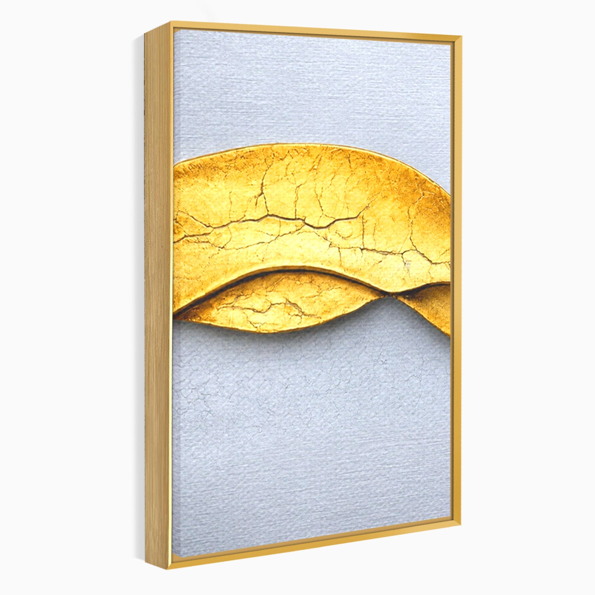 Set 2 Tablouri Canvas Premium LuxCanva® C2-1349, Curbe Aurii Abstracte, Abstract, Modern, Auriu, Textura, Birou, Culori Vibrante