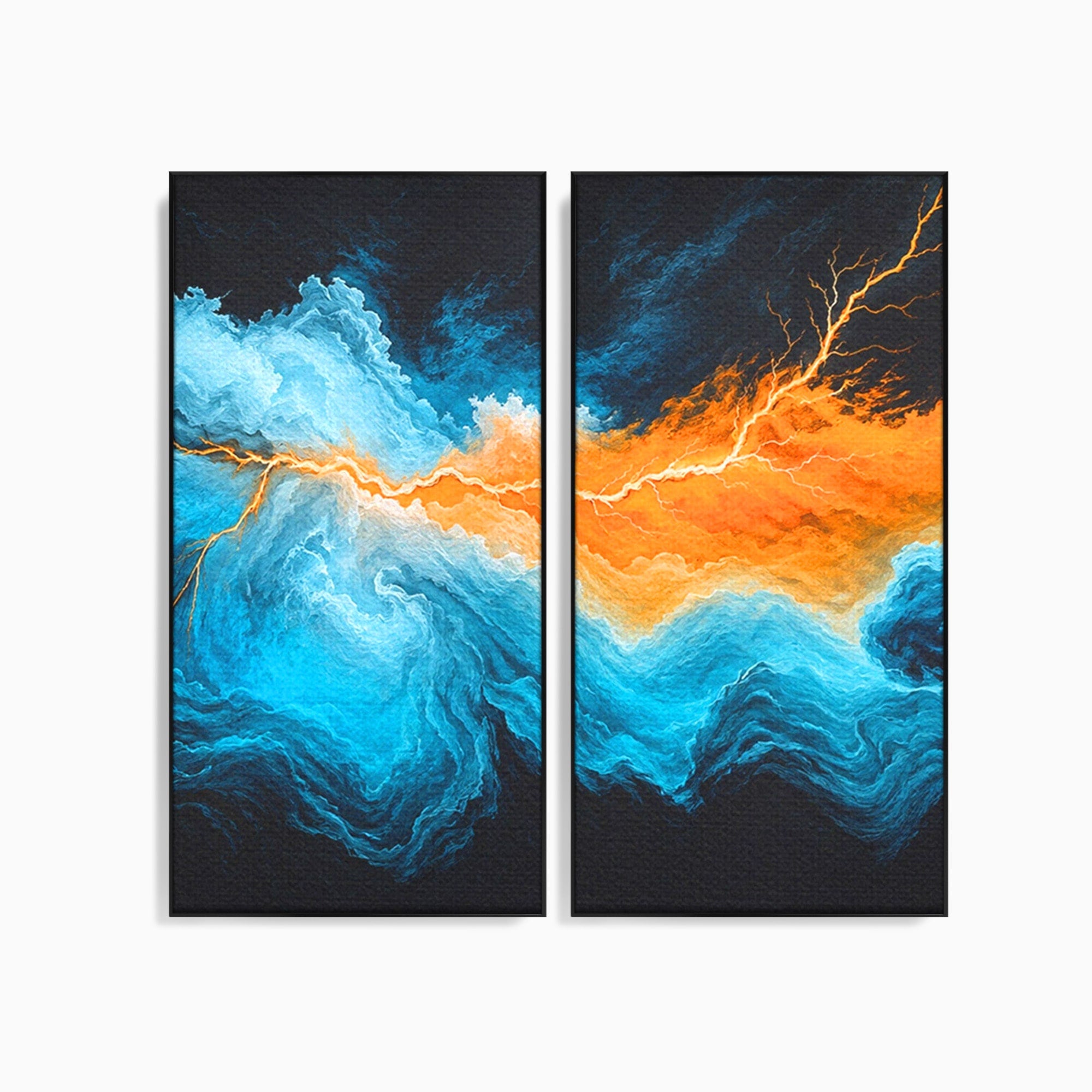 Set 2 Tablouri Canvas Premium LuxCanva® C2-1350, Furtuna Elementelor, Furtuna, Peisaj, Abstract, Living, Dramatic, Culori Vibrante