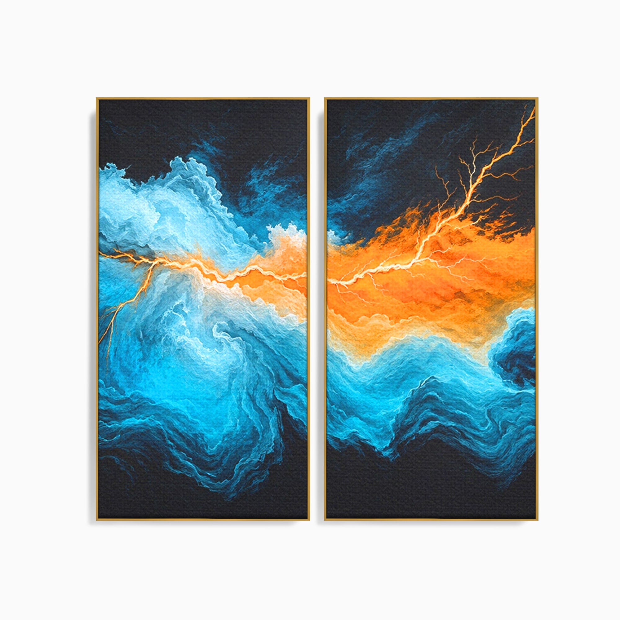 Set 2 Tablouri Canvas Premium LuxCanva® C2-1350, Furtuna Elementelor, Furtuna, Peisaj, Abstract, Living, Dramatic, Culori Vibrante