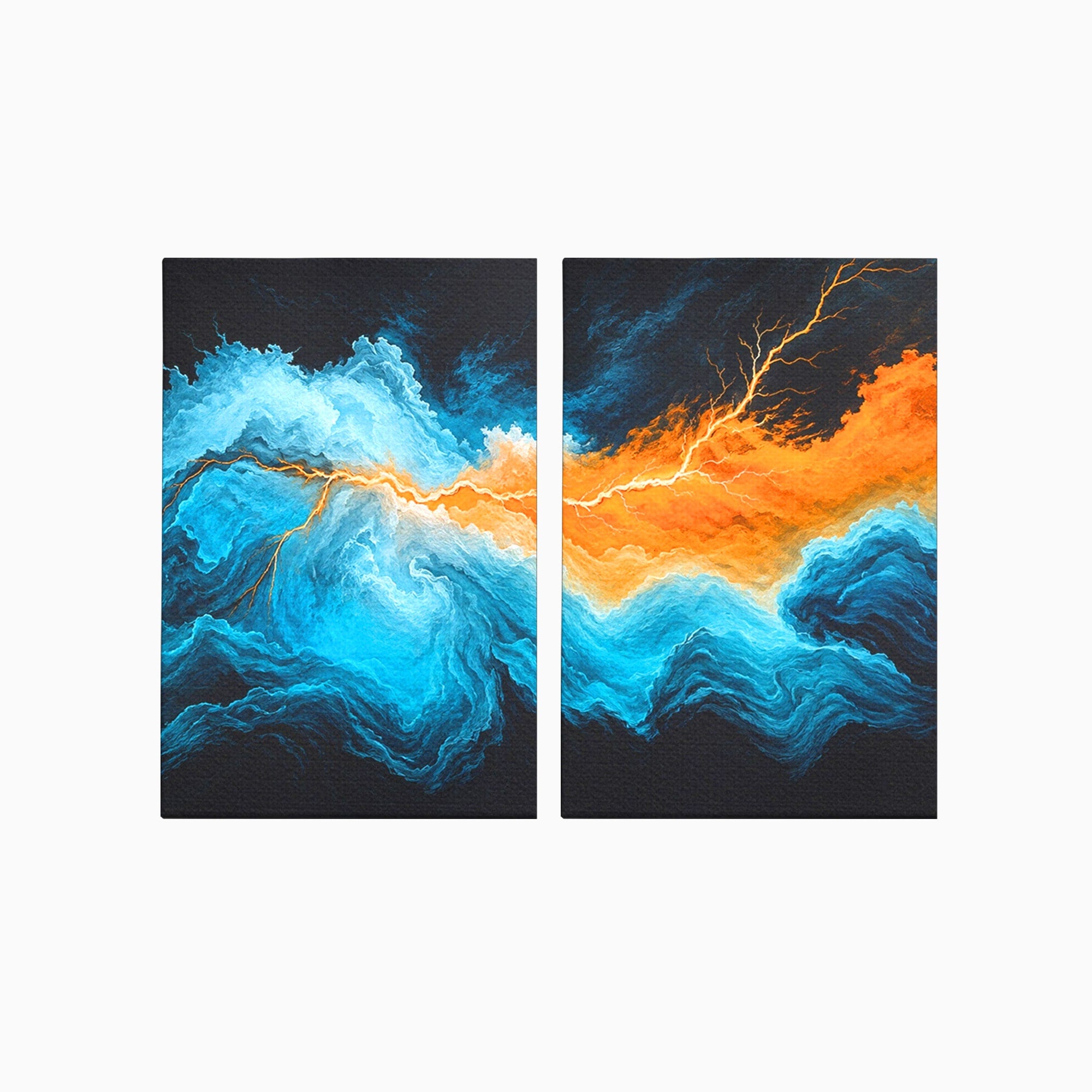 Set 2 Tablouri Canvas Premium LuxCanva® C2-1350, Furtuna Elementelor, Furtuna, Peisaj, Abstract, Living, Dramatic, Culori Vibrante