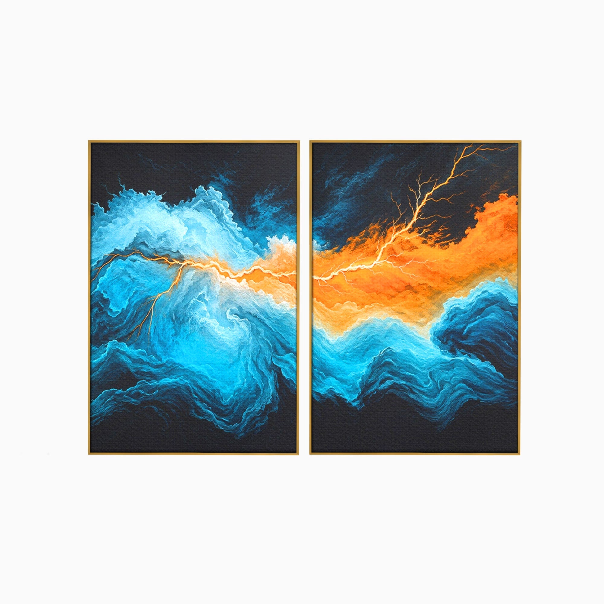 Set 2 Tablouri Canvas Premium LuxCanva® C2-1350, Furtuna Elementelor, Furtuna, Peisaj, Abstract, Living, Dramatic, Culori Vibrante
