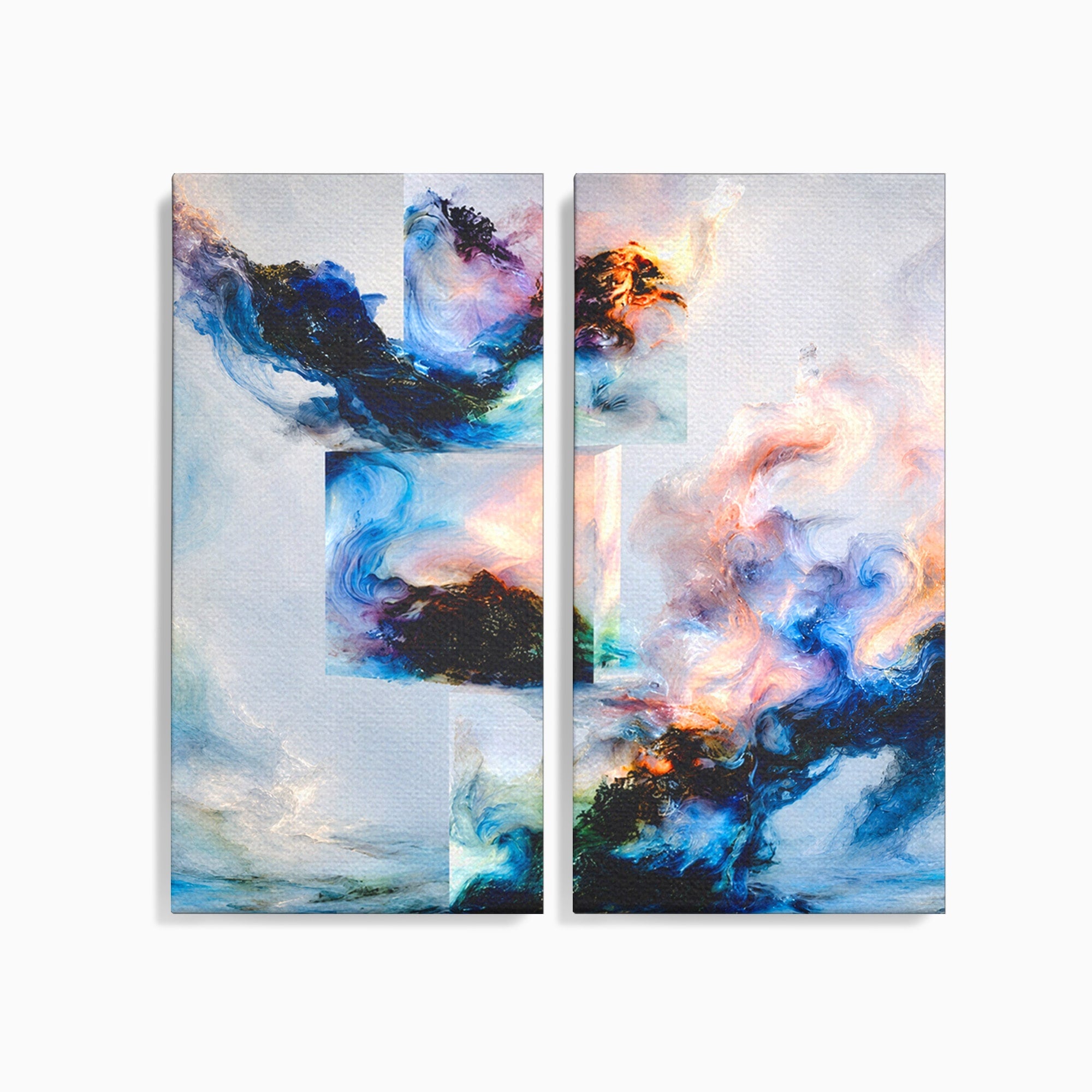 Set 2 Tablouri Canvas Premium LuxCanva® C2-1351, Vortex Abstract, Abstract, Vortex, Modern, Living, Dormitor, Culori Vibrante