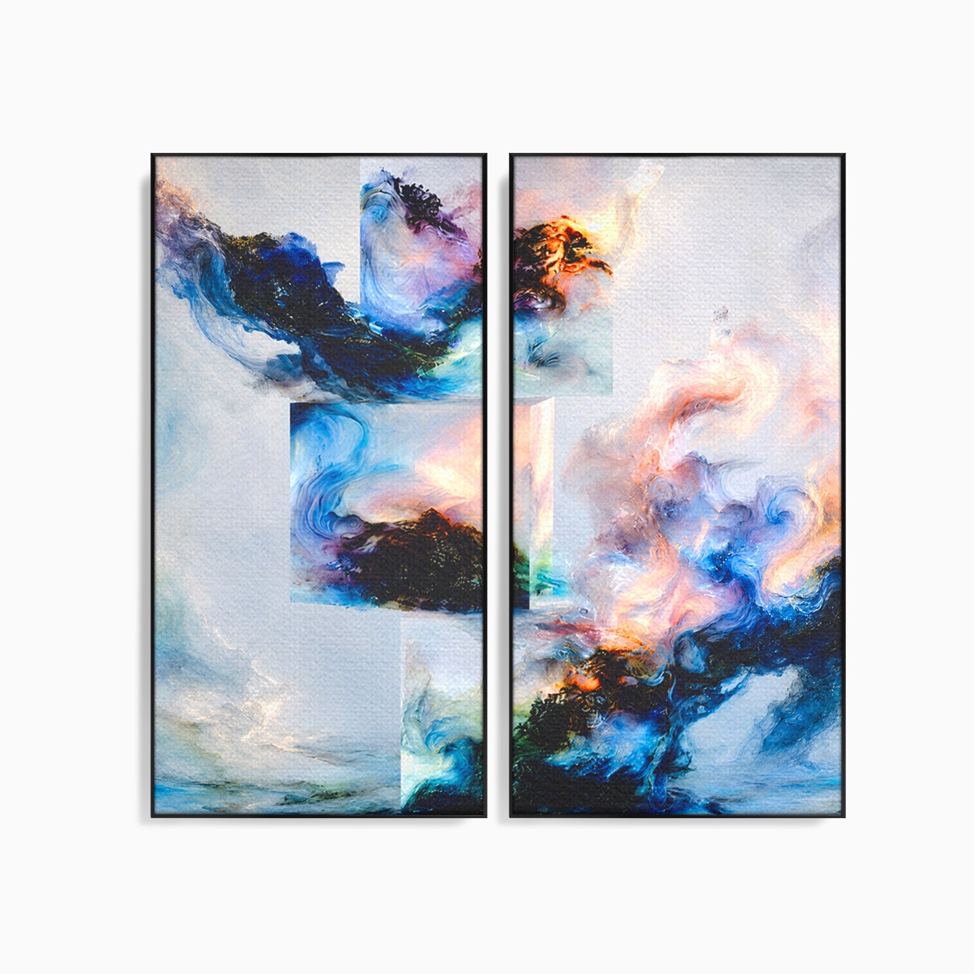 Set 2 Tablouri Canvas Premium LuxCanva® C2-1351, Vortex Abstract, Abstract, Vortex, Modern, Living, Dormitor, Culori Vibrante