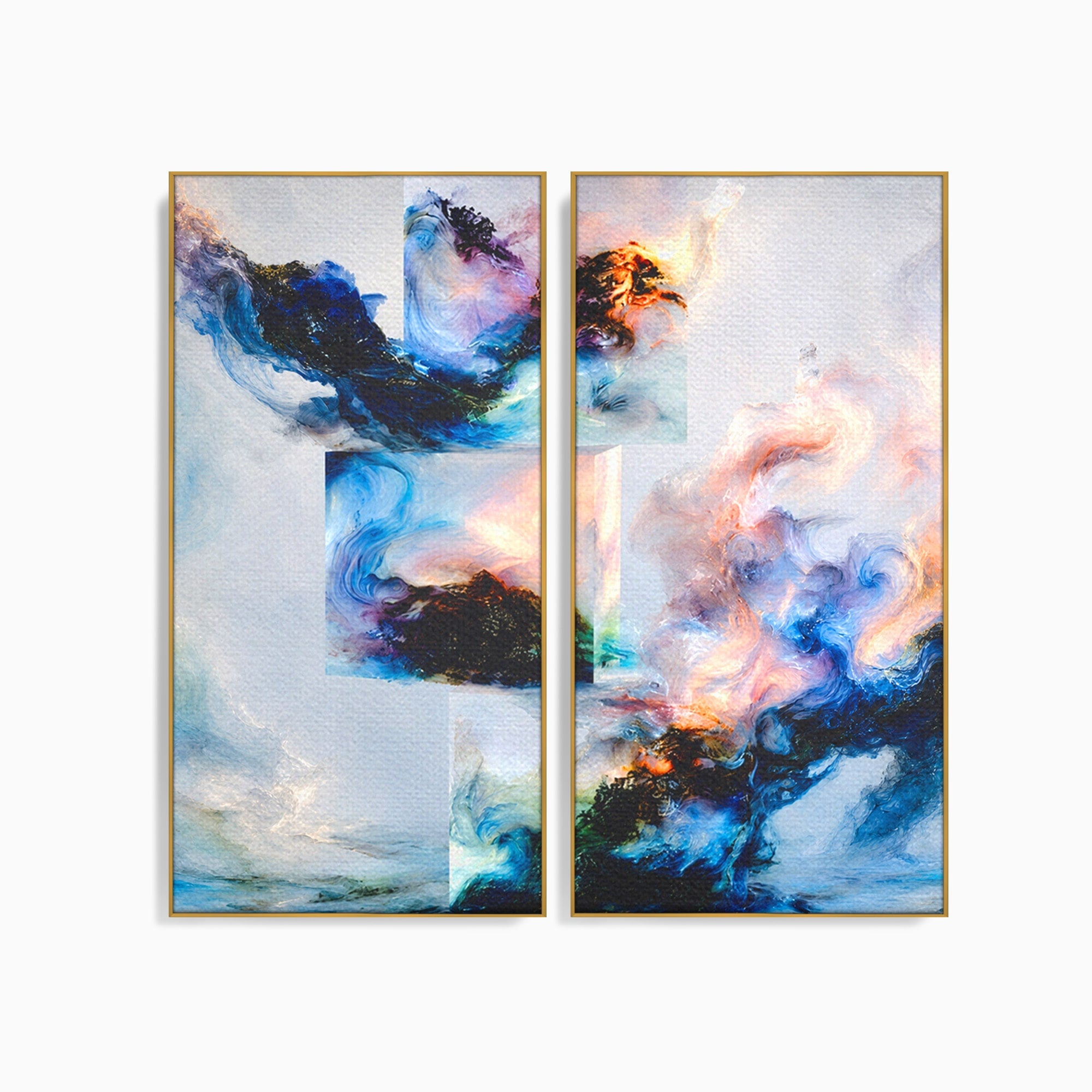 Set 2 Tablouri Canvas Premium LuxCanva® C2-1351, Vortex Abstract, Abstract, Vortex, Modern, Living, Dormitor, Culori Vibrante