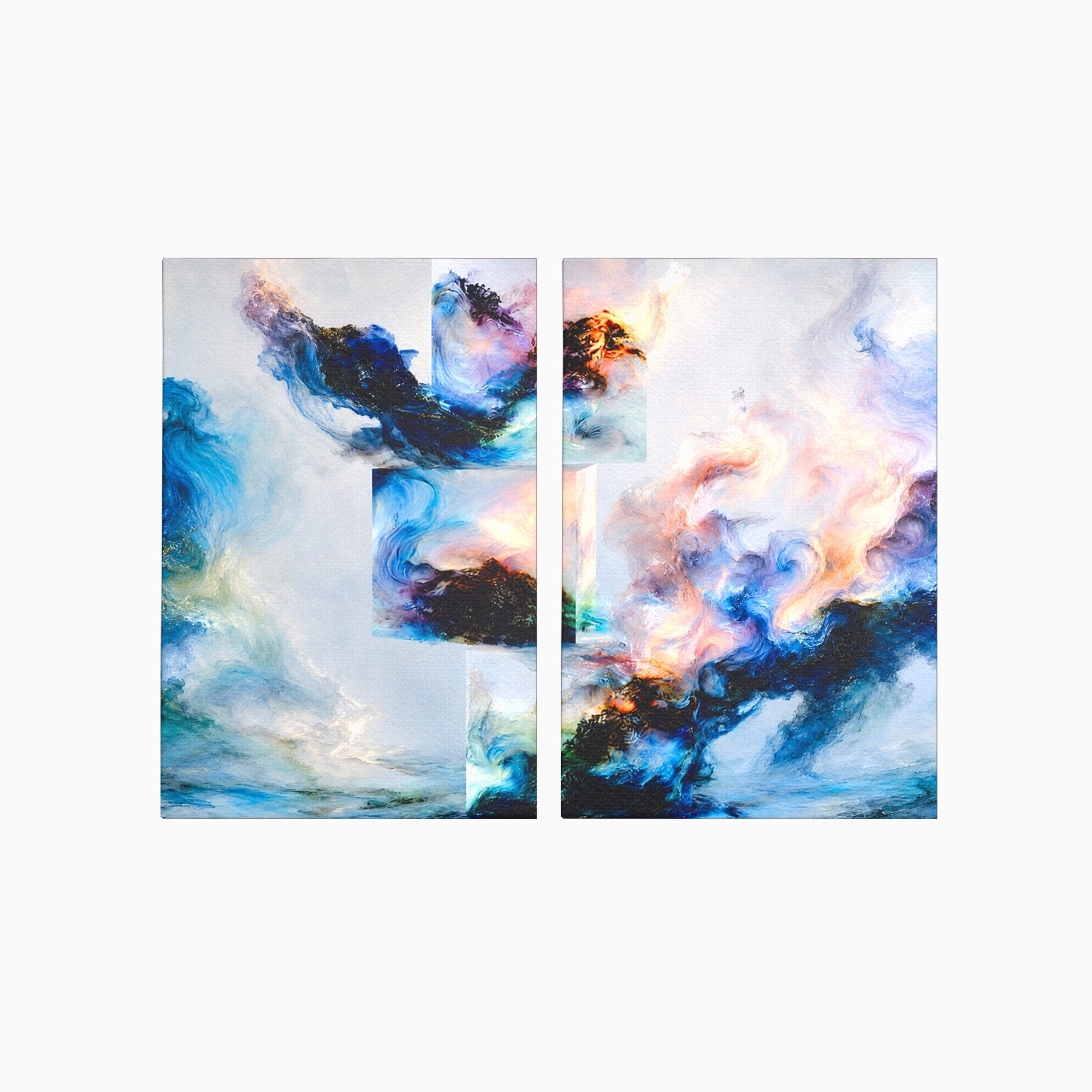 Set 2 Tablouri Canvas Premium LuxCanva® C2-1351, Vortex Abstract, Abstract, Vortex, Modern, Living, Dormitor, Culori Vibrante