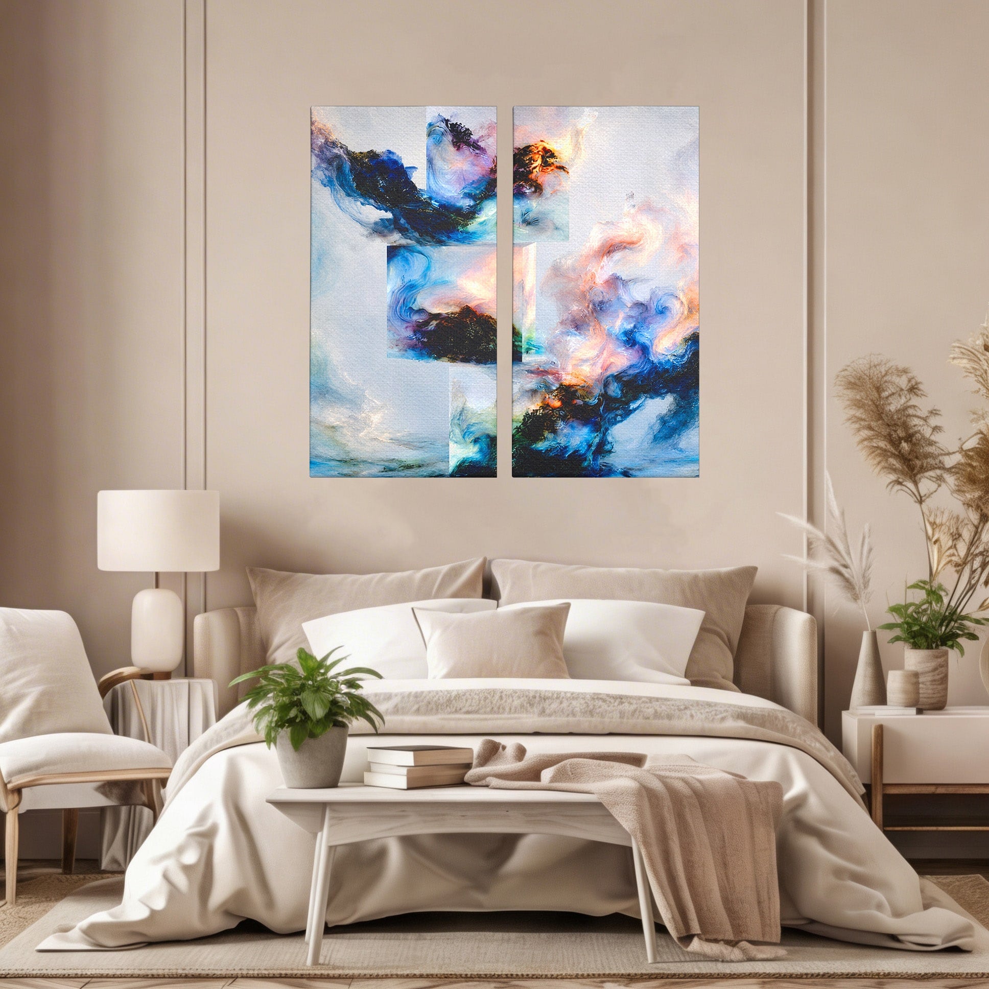 Set 2 Tablouri Canvas Premium LuxCanva® C2-1351, Vortex Abstract, Abstract, Vortex, Modern, Living, Dormitor, Culori Vibrante