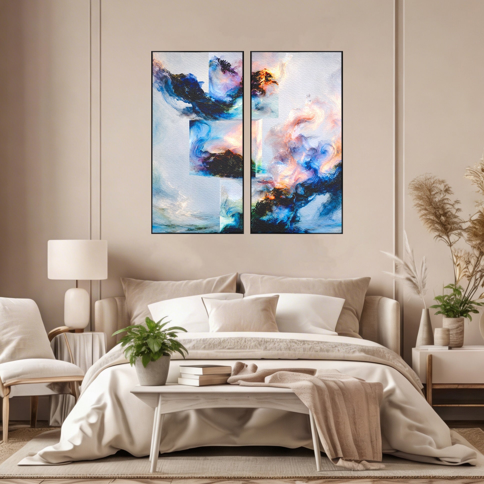 Set 2 Tablouri Canvas Premium LuxCanva® C2-1351, Vortex Abstract, Abstract, Vortex, Modern, Living, Dormitor, Culori Vibrante