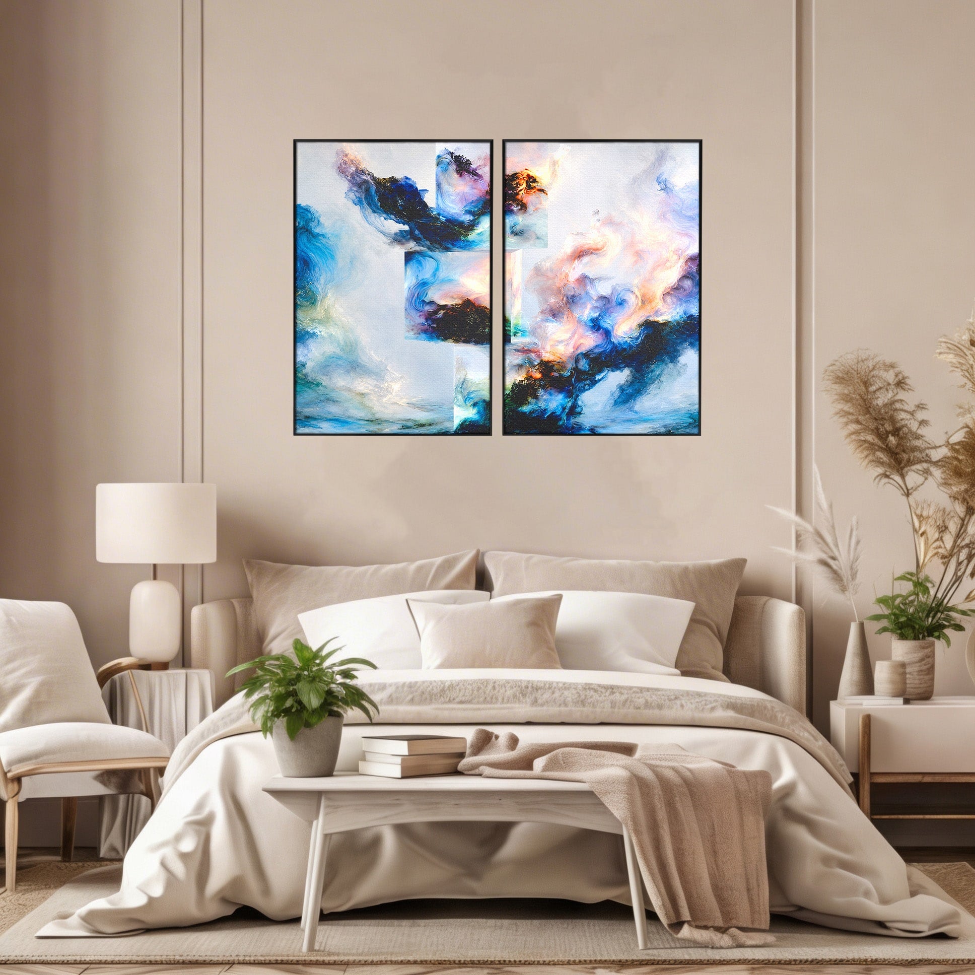Set 2 Tablouri Canvas Premium LuxCanva® C2-1351, Vortex Abstract, Abstract, Vortex, Modern, Living, Dormitor, Culori Vibrante