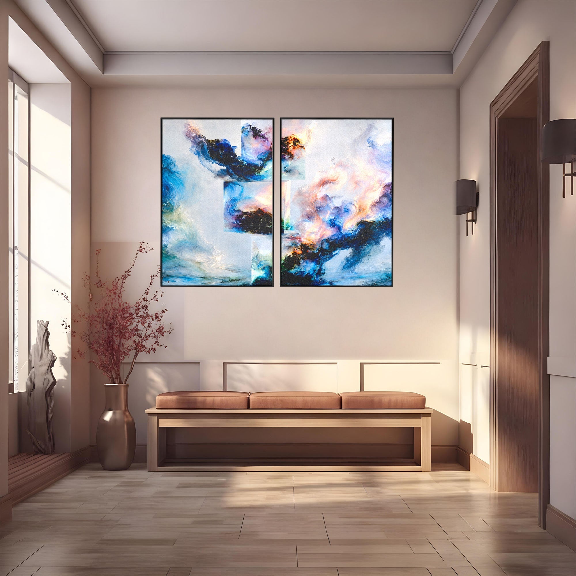 Set 2 Tablouri Canvas Premium LuxCanva® C2-1351, Vortex Abstract, Abstract, Vortex, Modern, Living, Dormitor, Culori Vibrante