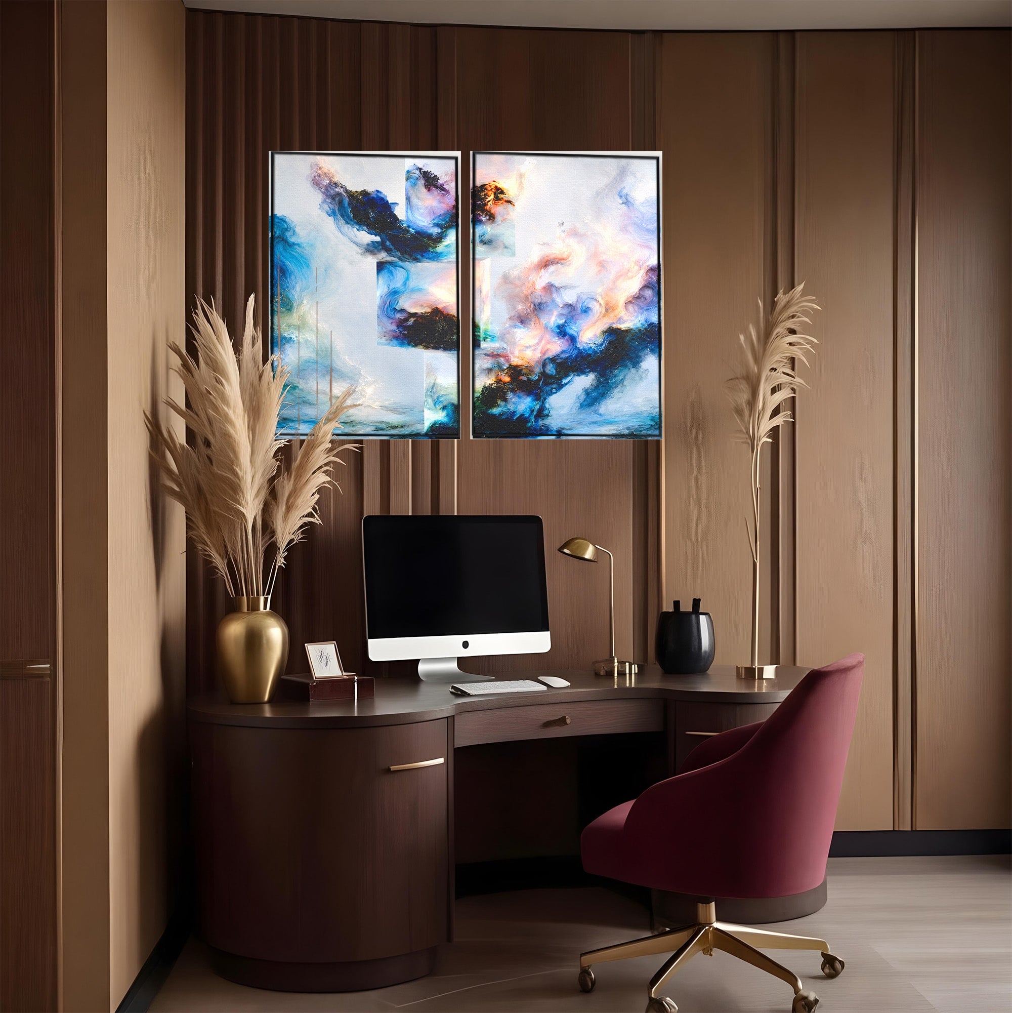 Set 2 Tablouri Canvas Premium LuxCanva® C2-1351, Vortex Abstract, Abstract, Vortex, Modern, Living, Dormitor, Culori Vibrante