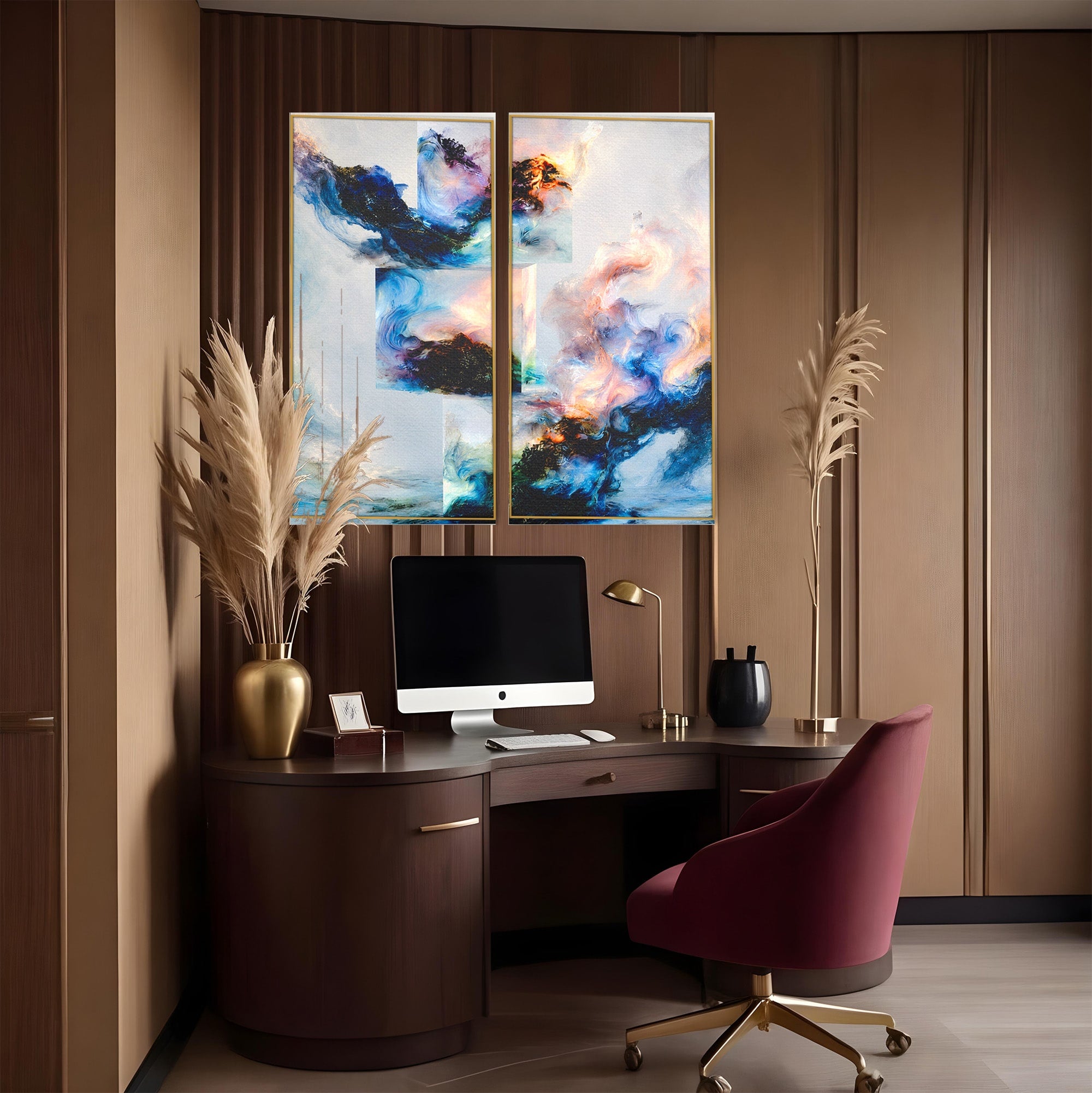 Set 2 Tablouri Canvas Premium LuxCanva® C2-1351, Vortex Abstract, Abstract, Vortex, Modern, Living, Dormitor, Culori Vibrante