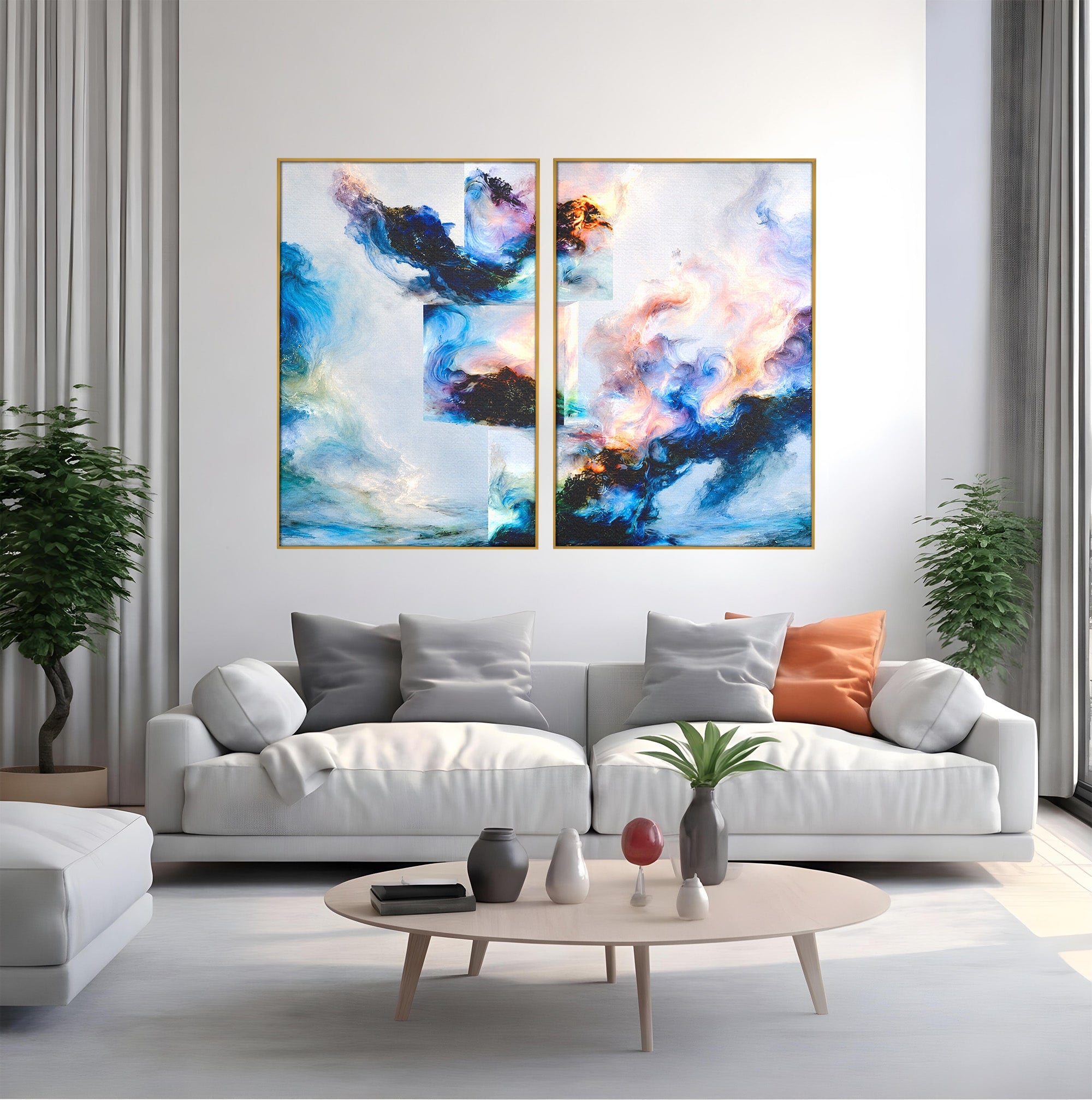 Set 2 Tablouri Canvas Premium LuxCanva® C2-1351, Vortex Abstract, Abstract, Vortex, Modern, Living, Dormitor, Culori Vibrante