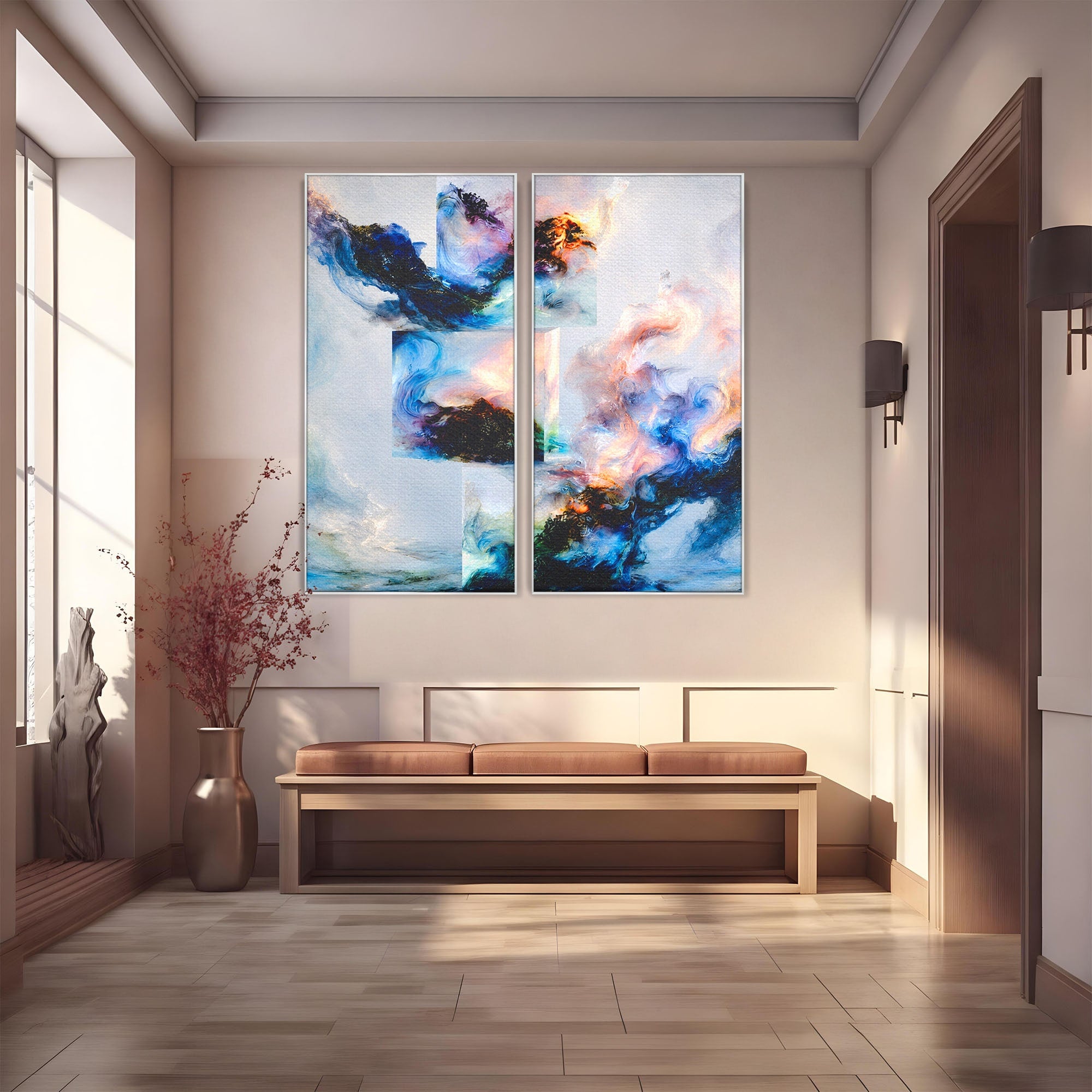 Set 2 Tablouri Canvas Premium LuxCanva® C2-1351, Vortex Abstract, Abstract, Vortex, Modern, Living, Dormitor, Culori Vibrante