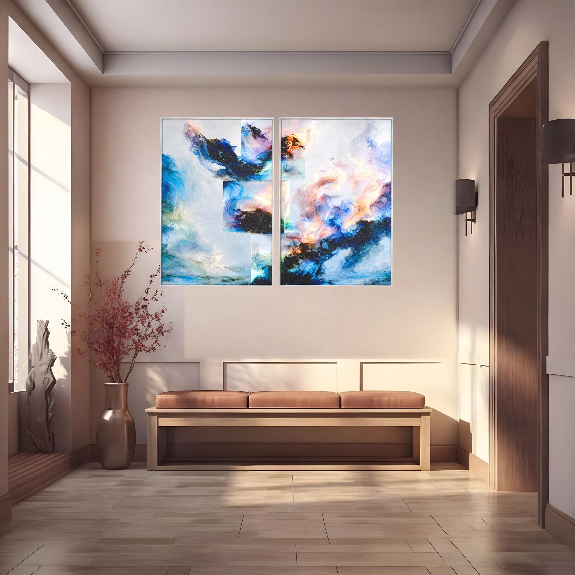 Set 2 Tablouri Canvas Premium LuxCanva® C2-1351, Vortex Abstract, Abstract, Vortex, Modern, Living, Dormitor, Culori Vibrante