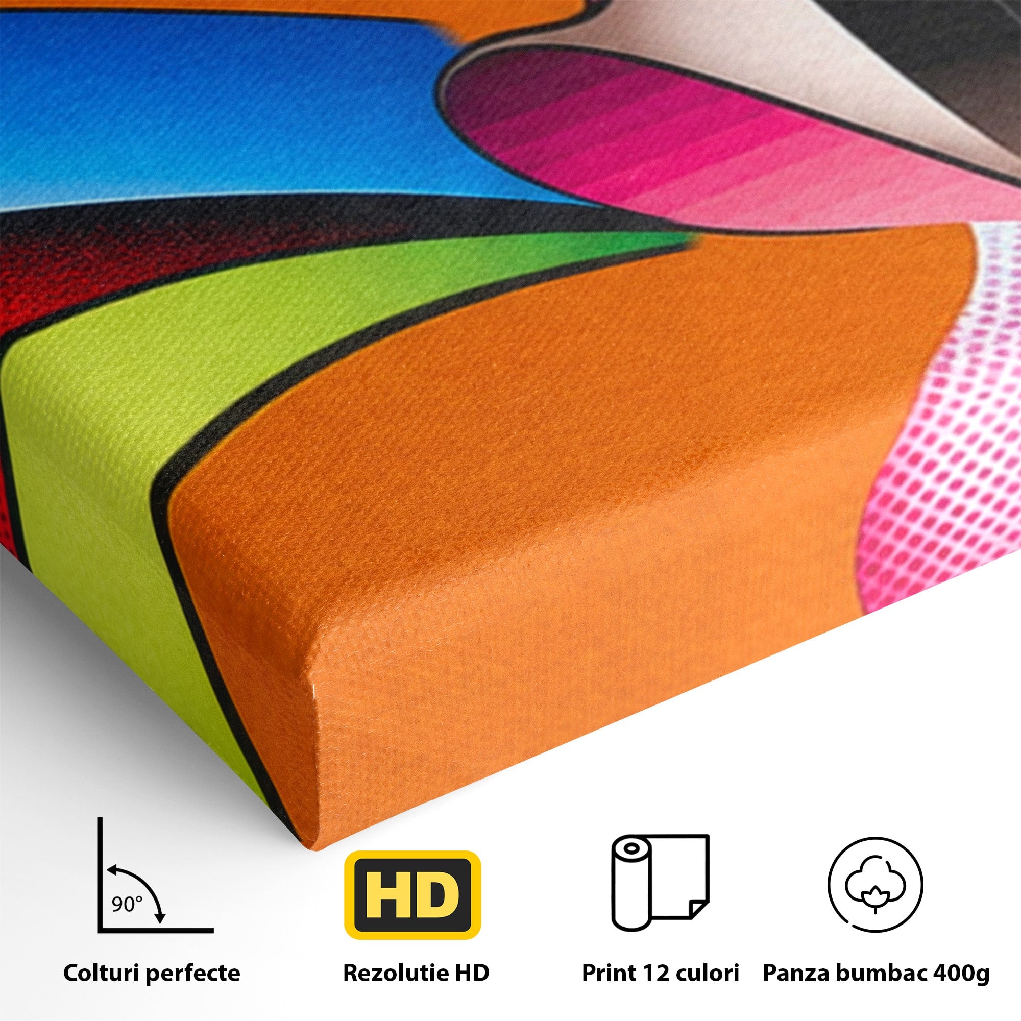 Set 2 Tablouri Canvas Premium LuxCanva® C2-1355, Abstract Dinamic, Abstract, Modern, Arta Contemporana, Energetic, Living, Culori Vibrante