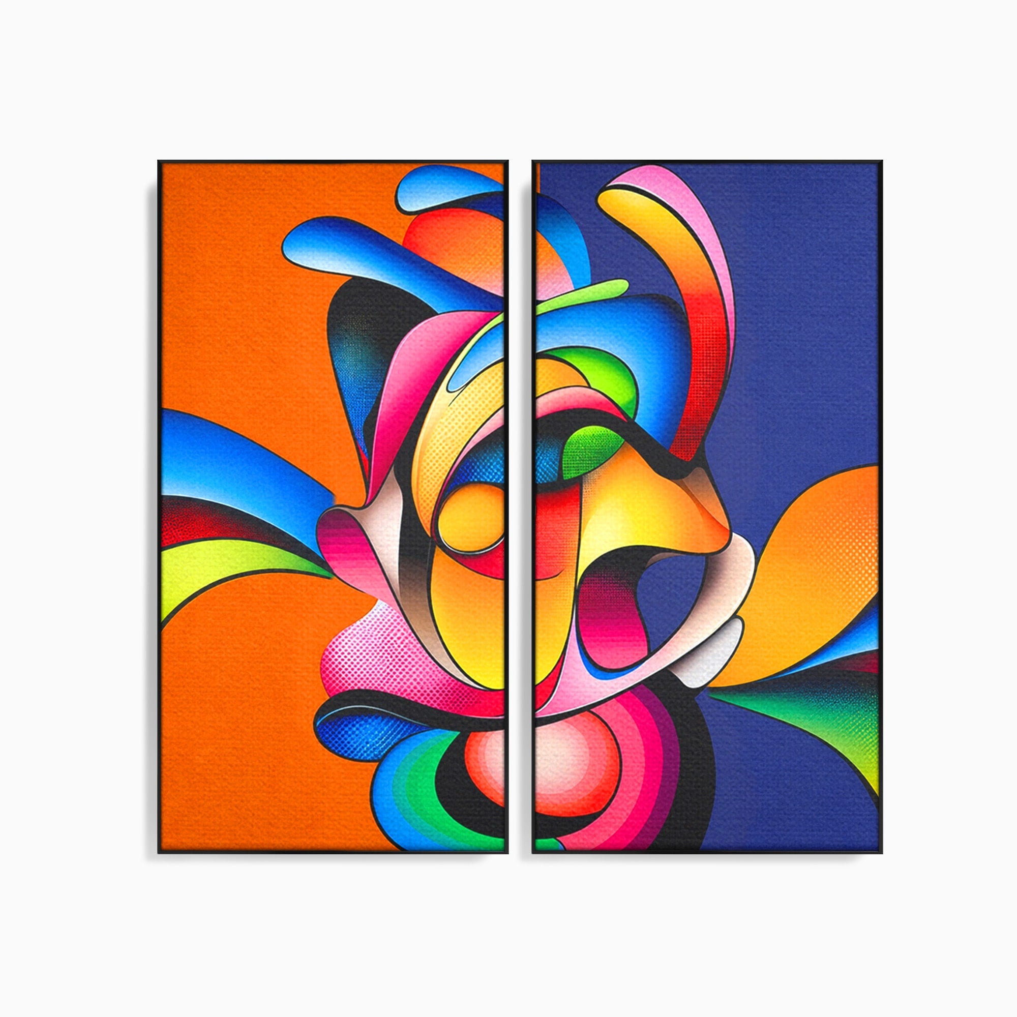 Set 2 Tablouri Canvas Premium LuxCanva® C2-1355, Abstract Dinamic, Abstract, Modern, Arta Contemporana, Energetic, Living, Culori Vibrante