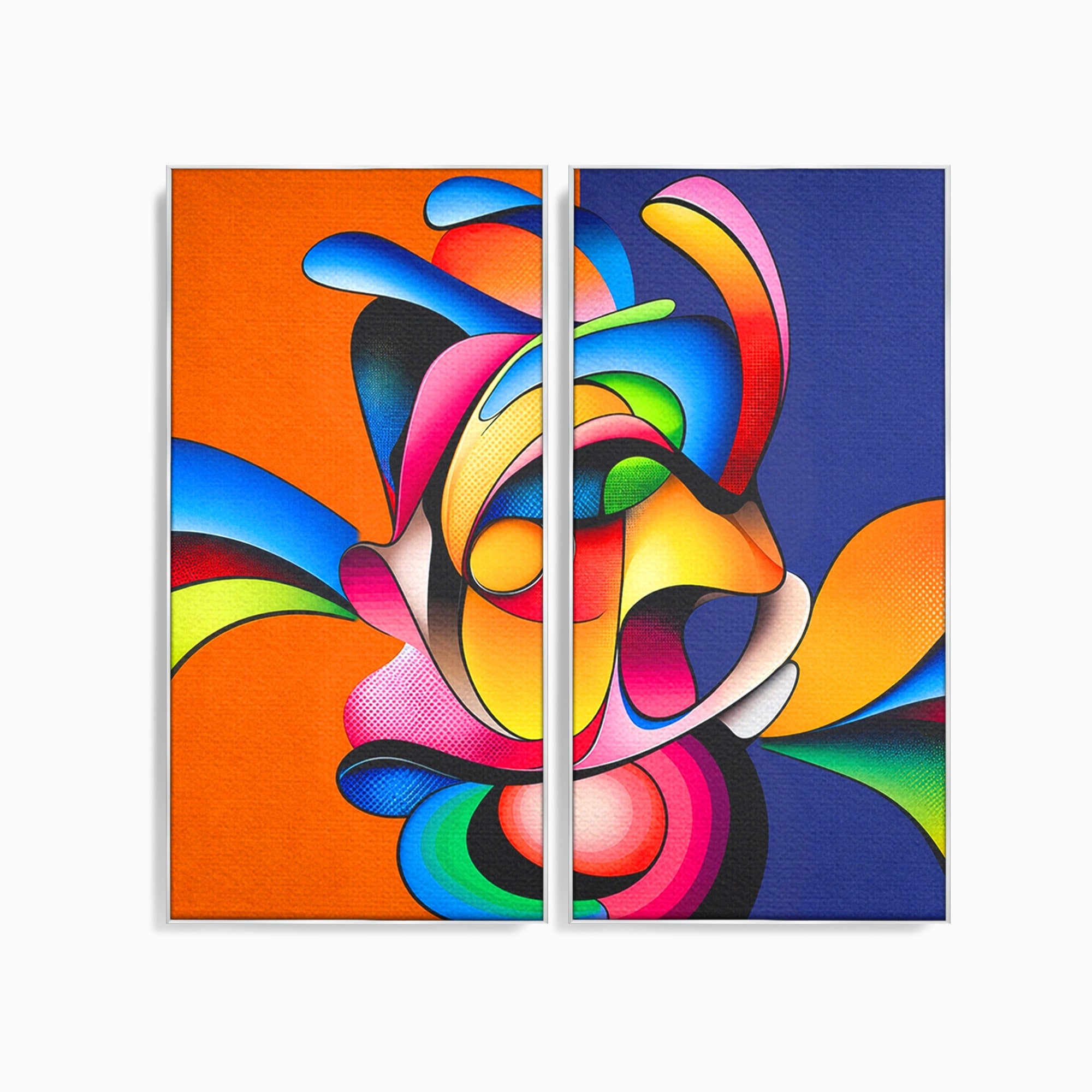 Set 2 Tablouri Canvas Premium LuxCanva® C2-1355, Abstract Dinamic, Abstract, Modern, Arta Contemporana, Energetic, Living, Culori Vibrante