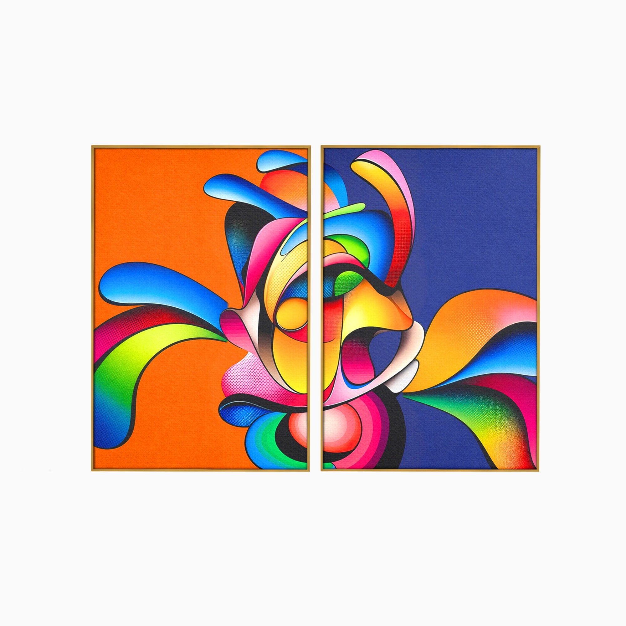 Set 2 Tablouri Canvas Premium LuxCanva® C2-1355, Abstract Dinamic, Abstract, Modern, Arta Contemporana, Energetic, Living, Culori Vibrante