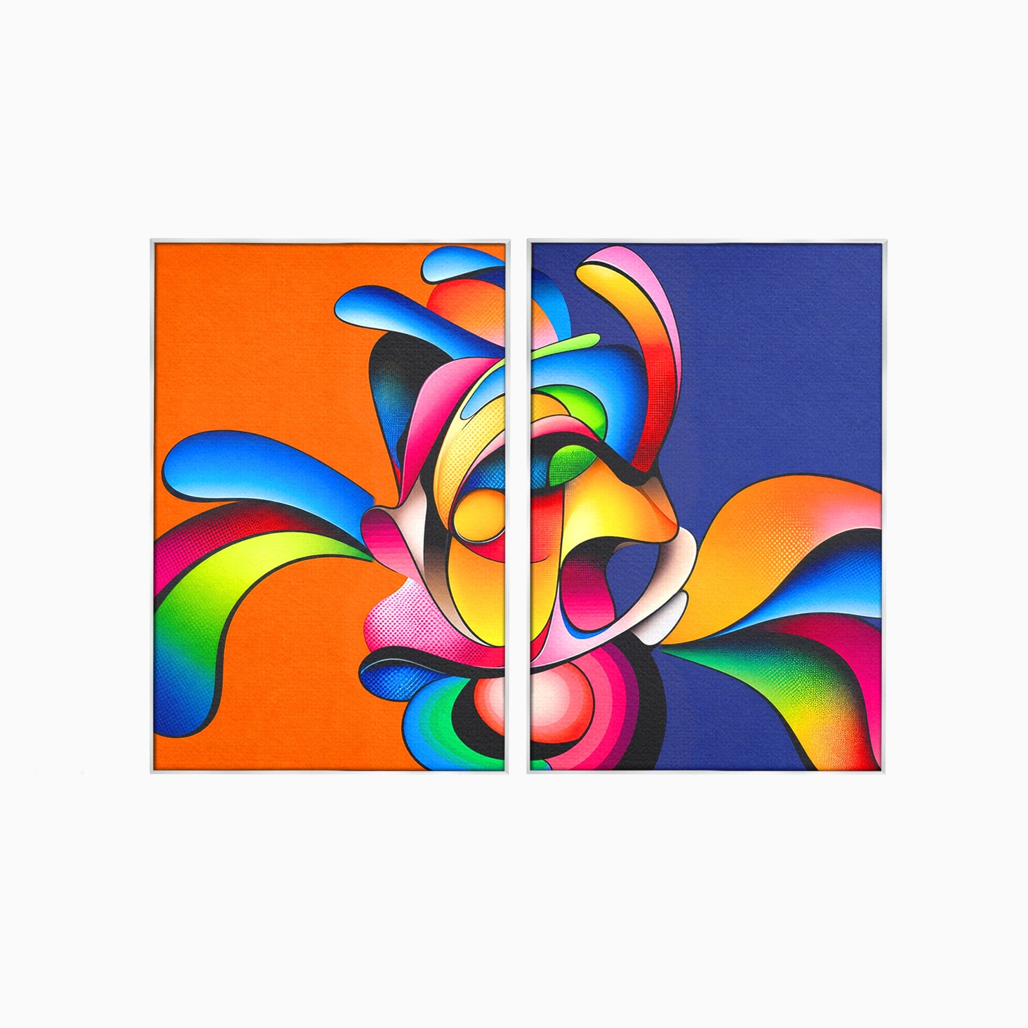 Set 2 Tablouri Canvas Premium LuxCanva® C2-1355, Abstract Dinamic, Abstract, Modern, Arta Contemporana, Energetic, Living, Culori Vibrante