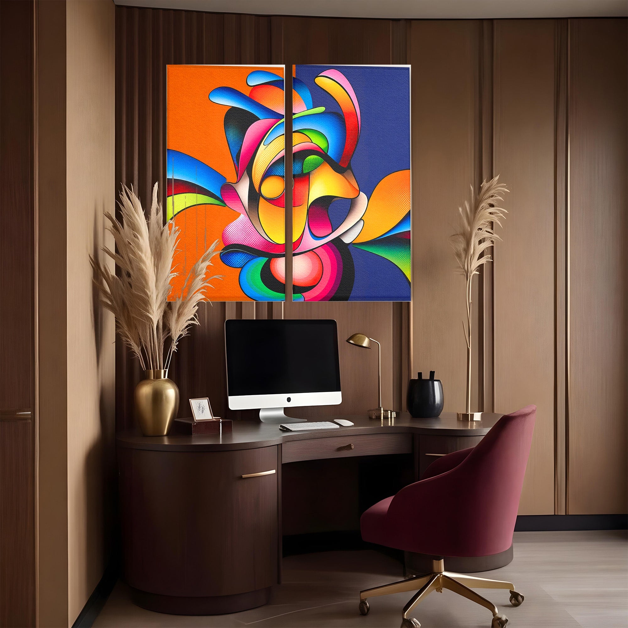 Set 2 Tablouri Canvas Premium LuxCanva® C2-1355, Abstract Dinamic, Abstract, Modern, Arta Contemporana, Energetic, Living, Culori Vibrante