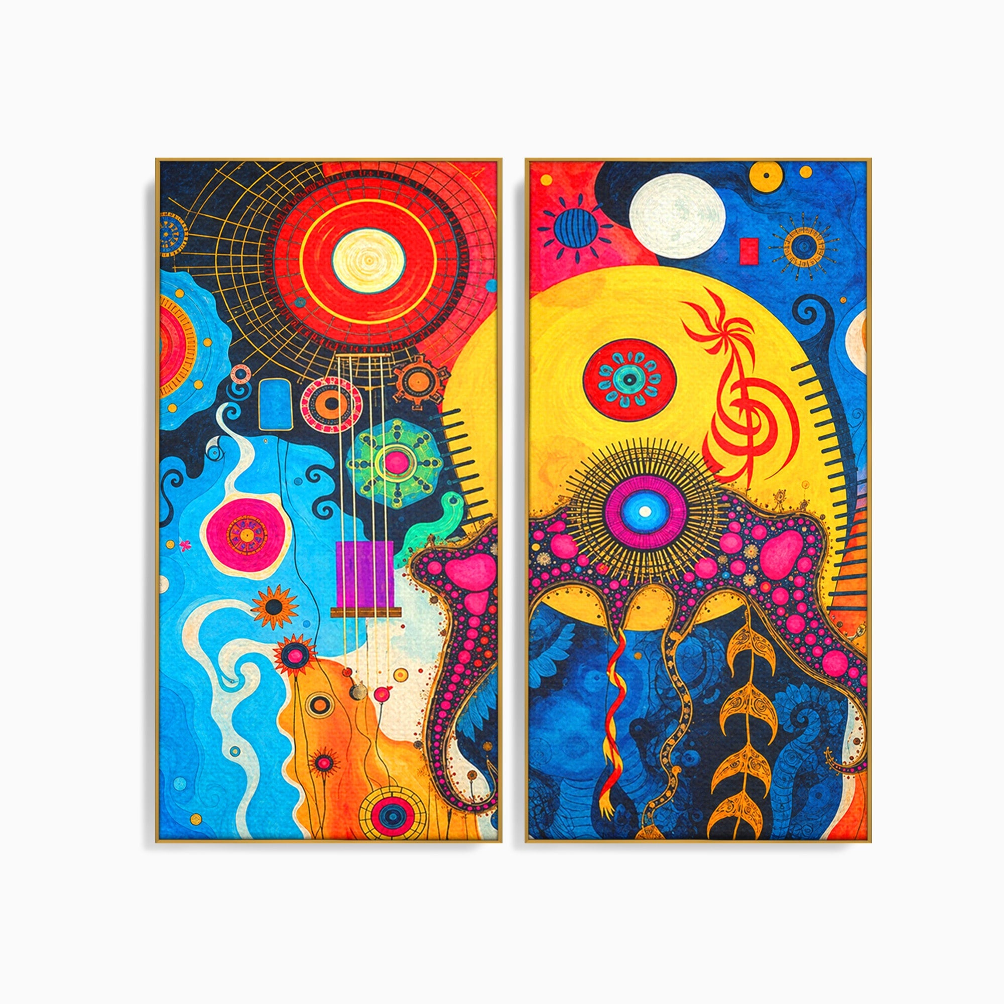 Set 2 Tablouri Canvas Premium LuxCanva® C2-1359, Universul Abstract, Abstract, Spatiu, Planete, Dormitor, Living, Culori Vibrante