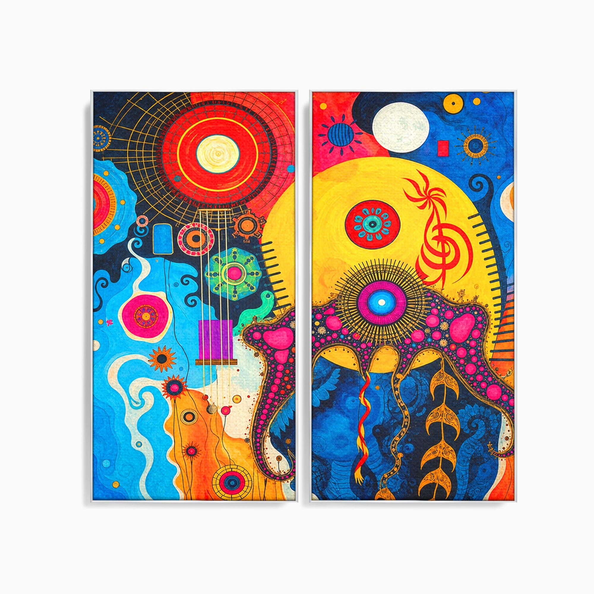 Set 2 Tablouri Canvas Premium LuxCanva® C2-1359, Universul Abstract, Abstract, Spatiu, Planete, Dormitor, Living, Culori Vibrante