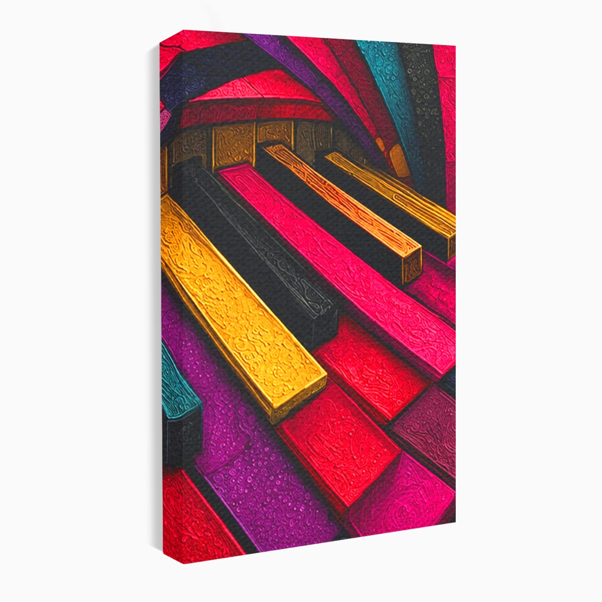 Set 2 Tablouri Canvas Premium LuxCanva® C2-1361, Pian Abstract, Pian, Abstract, Arta, Colorat, Living, Culori Vibrante