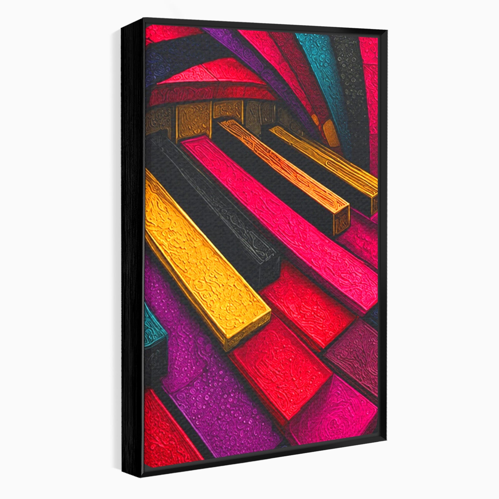 Set 2 Tablouri Canvas Premium LuxCanva® C2-1361, Pian Abstract, Pian, Abstract, Arta, Colorat, Living, Culori Vibrante