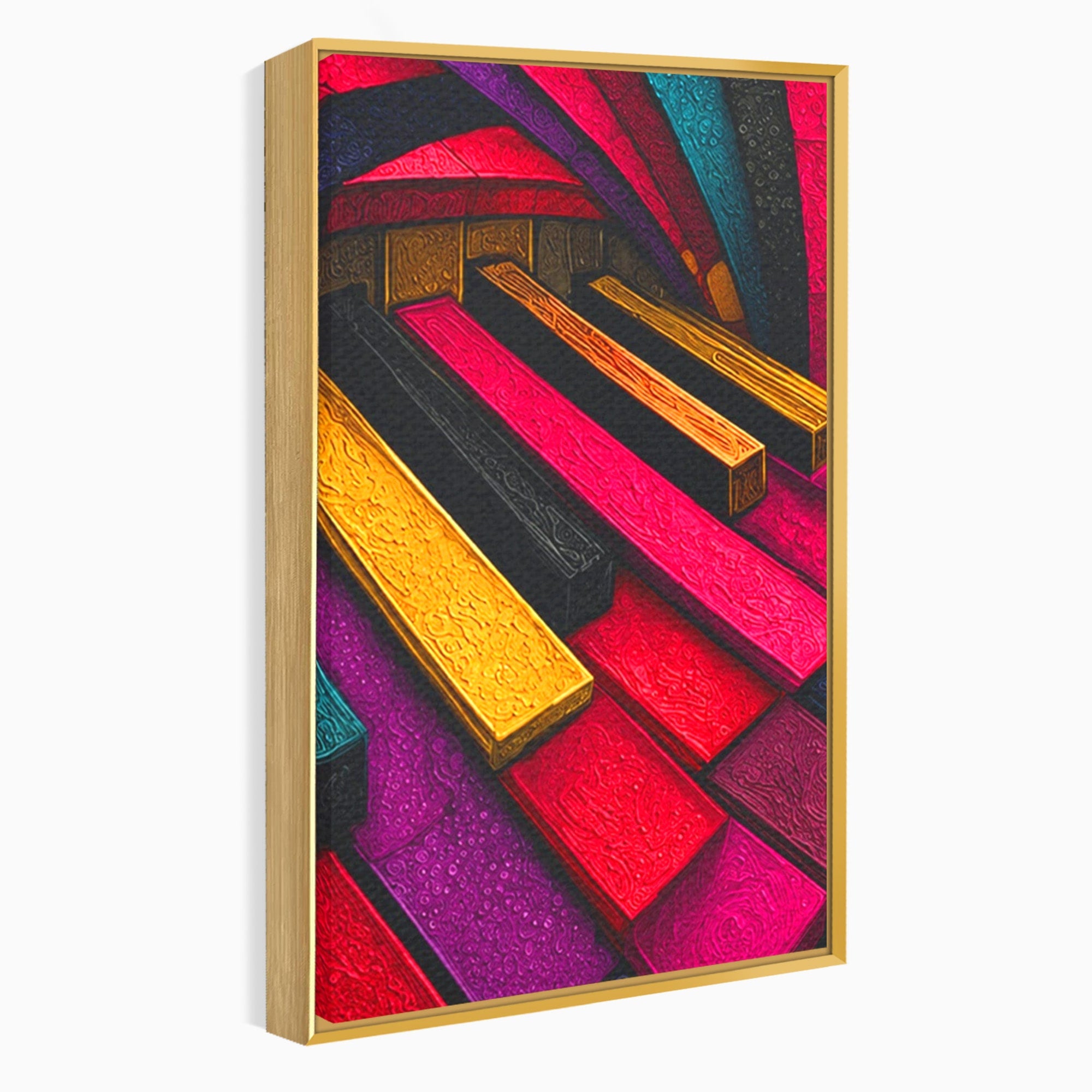 Set 2 Tablouri Canvas Premium LuxCanva® C2-1361, Pian Abstract, Pian, Abstract, Arta, Colorat, Living, Culori Vibrante