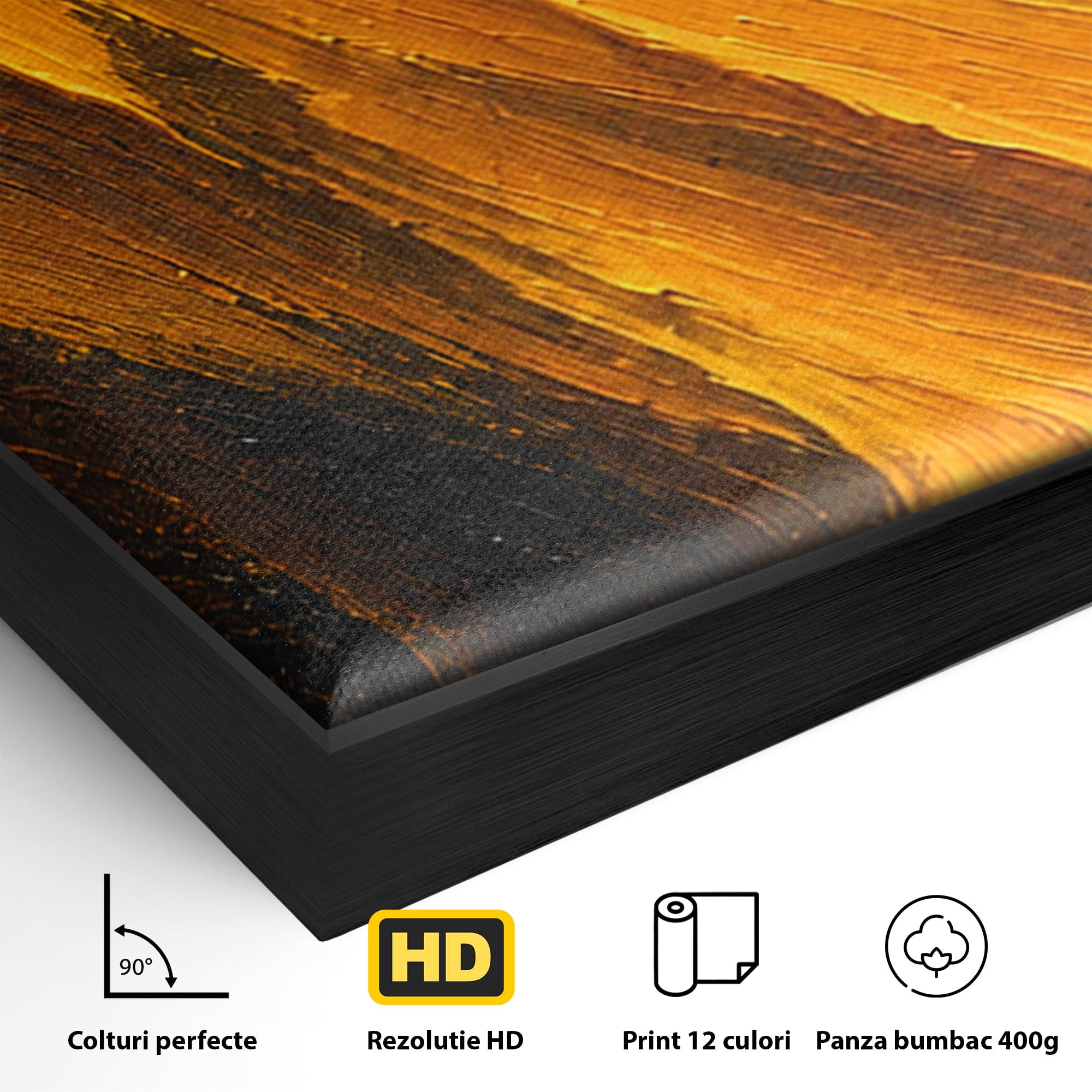 Set 2 Tablouri Canvas Premium LuxCanva® C2-1362, Vortex Auriu, Abstract, Vortex, Textura, Arta Moderna, Living, Culori Vibrante