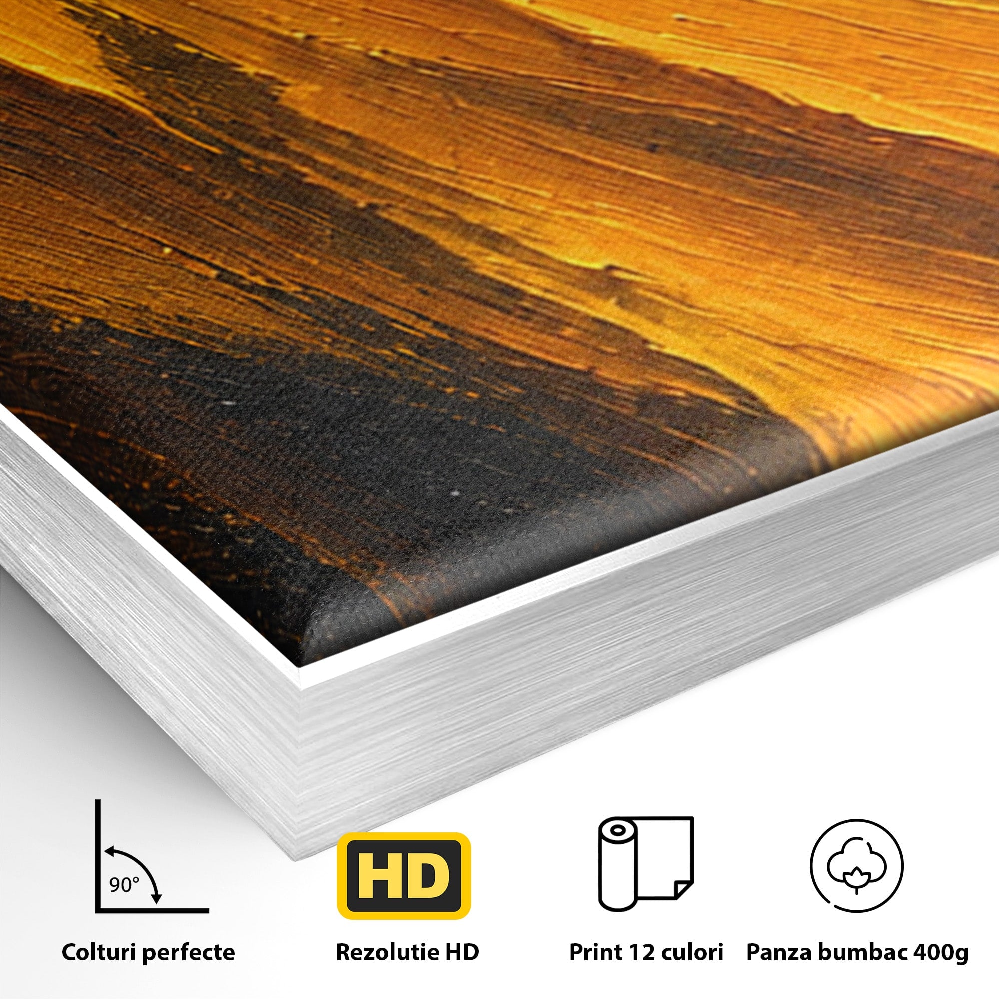 Set 2 Tablouri Canvas Premium LuxCanva® C2-1362, Vortex Auriu, Abstract, Vortex, Textura, Arta Moderna, Living, Culori Vibrante