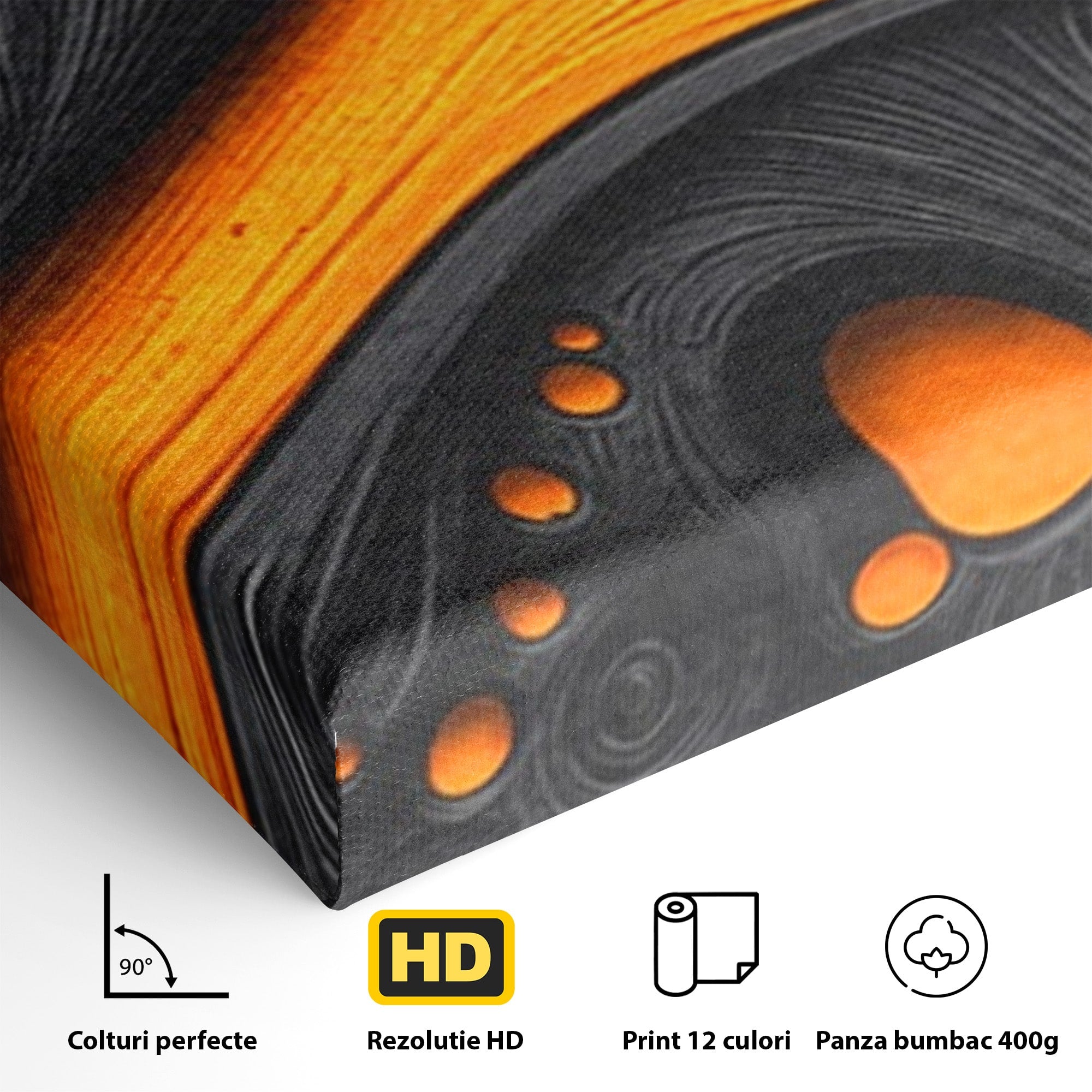 Set 2 Tablouri Canvas Premium LuxCanva® C2-1377, Flux Abstract Portocaliu, Abstract, Modern, Arta, Design, Living, Birou, Culori Vibrante
