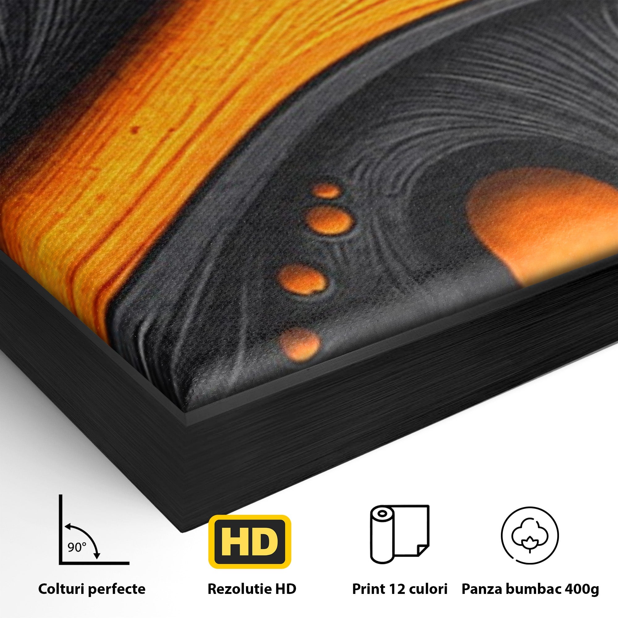 Set 2 Tablouri Canvas Premium LuxCanva® C2-1377, Flux Abstract Portocaliu, Abstract, Modern, Arta, Design, Living, Birou, Culori Vibrante