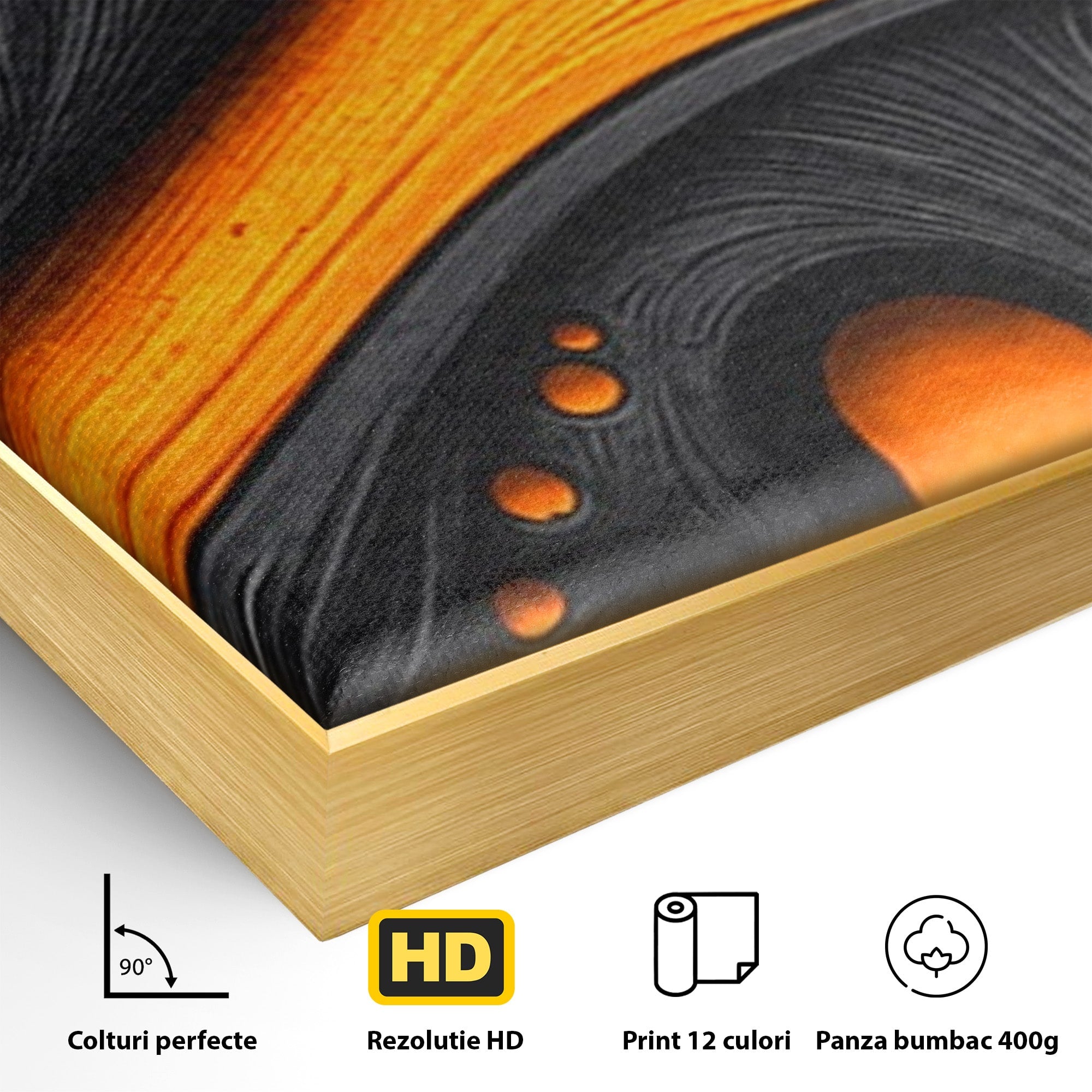Set 2 Tablouri Canvas Premium LuxCanva® C2-1377, Flux Abstract Portocaliu, Abstract, Modern, Arta, Design, Living, Birou, Culori Vibrante