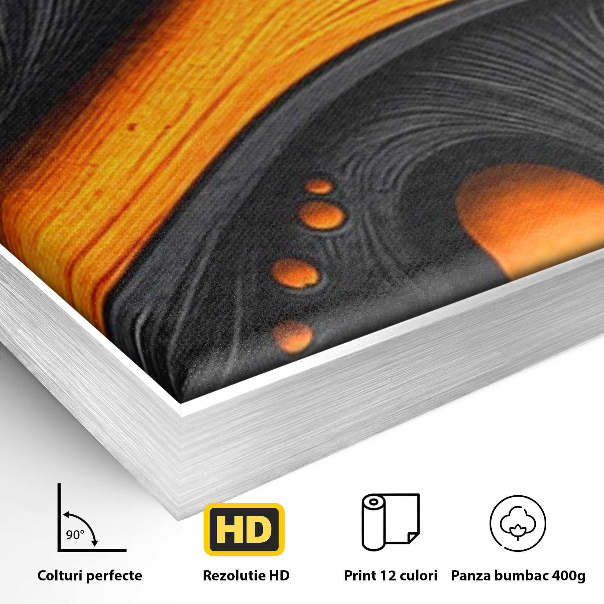 Set 2 Tablouri Canvas Premium LuxCanva® C2-1377, Flux Abstract Portocaliu, Abstract, Modern, Arta, Design, Living, Birou, Culori Vibrante