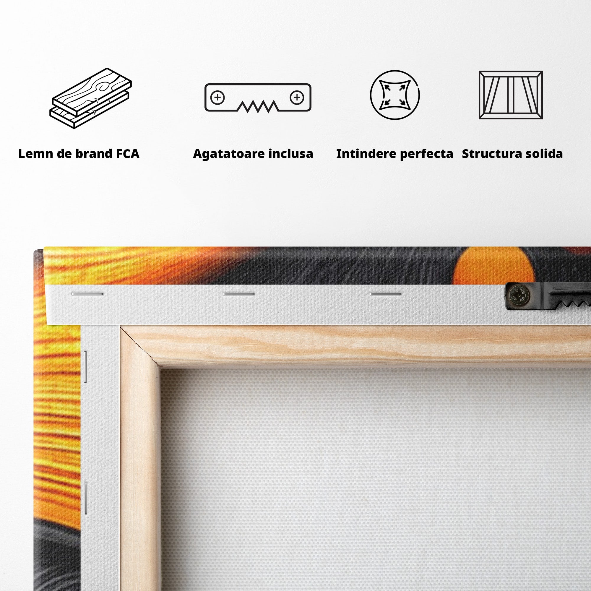 Set 2 Tablouri Canvas Premium LuxCanva® C2-1377, Flux Abstract Portocaliu, Abstract, Modern, Arta, Design, Living, Birou, Culori Vibrante